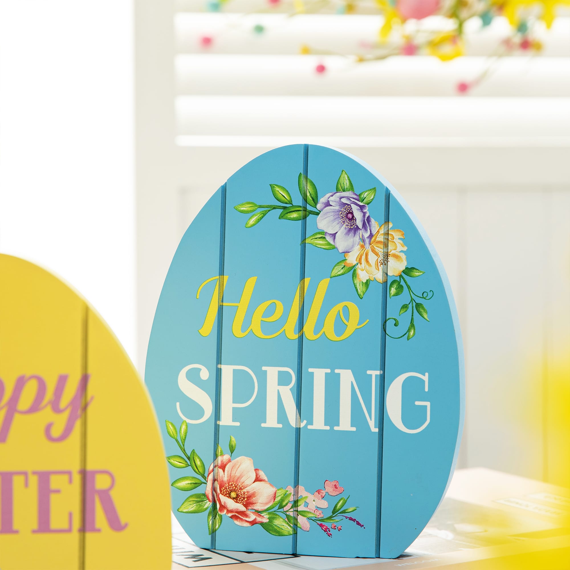 Glitzhome® 7.5" Set of 3 Easter Wooden Easter Egg Table Decor