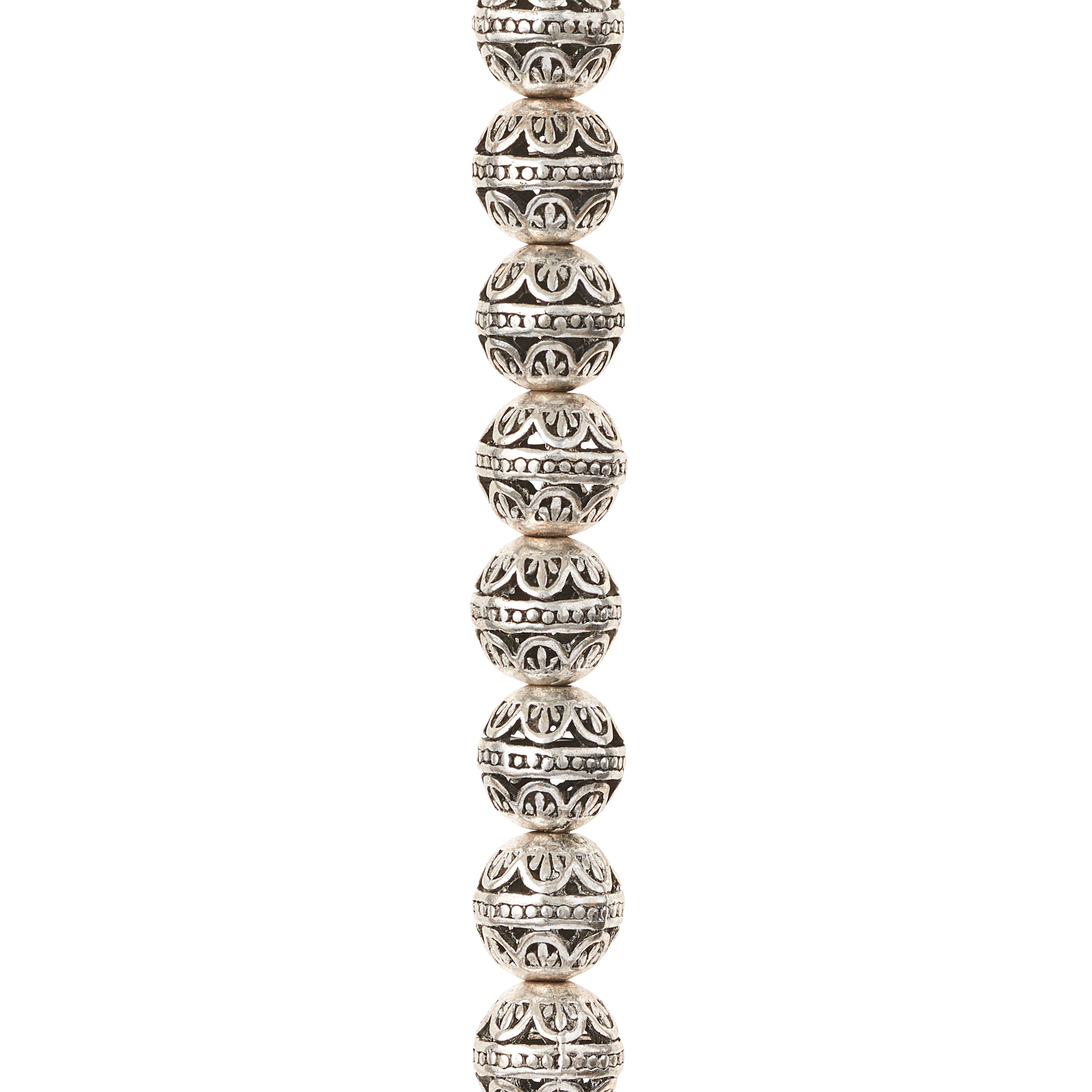 Silver Metal Filigree Round Beads, 10mm by Bead Landing&#x2122;
