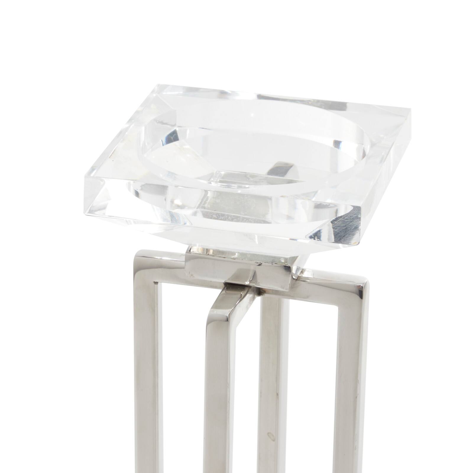 Silver Stainless Steel Glam Candle Holder Set