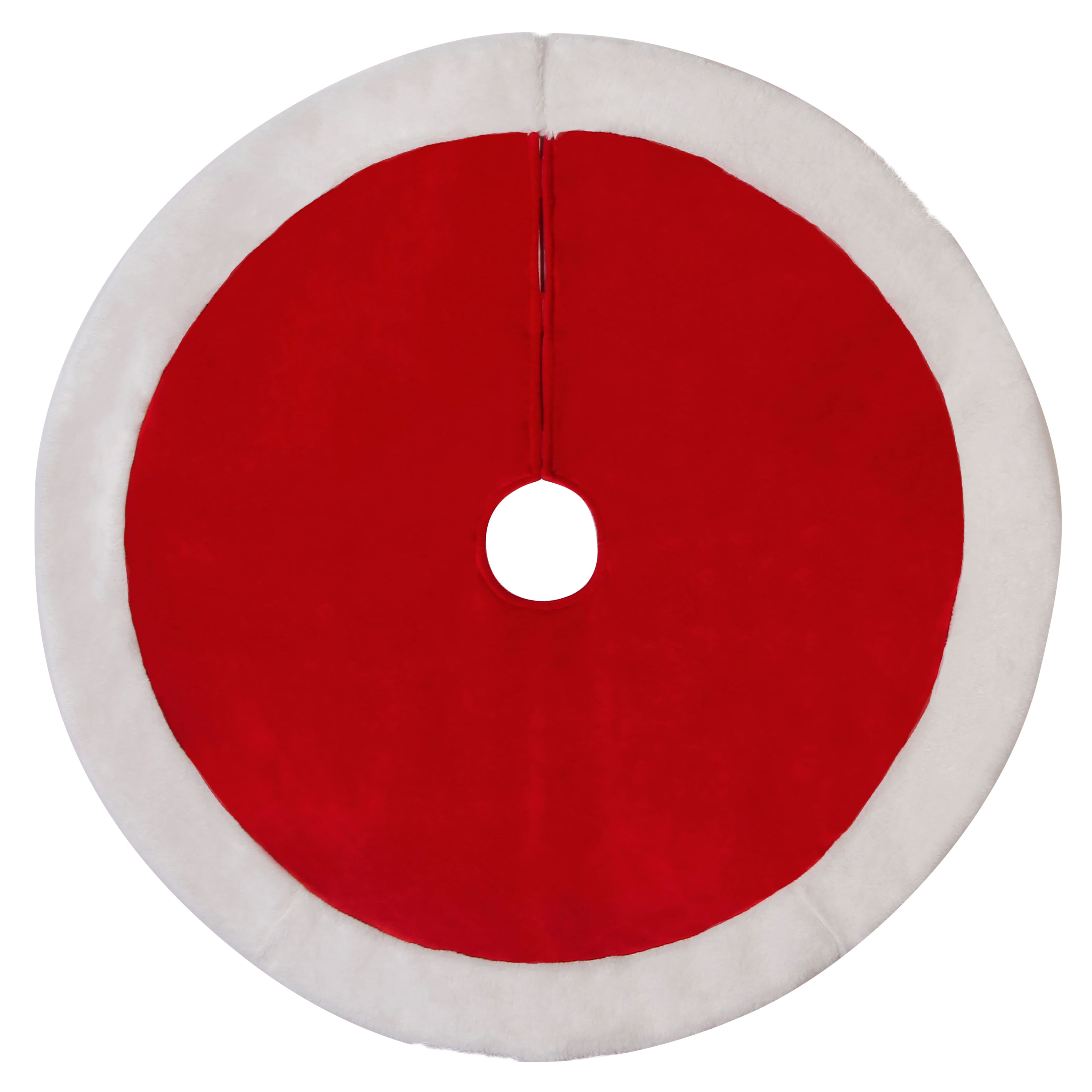 30&#x22; Red with White Faux Fur Mini Tree Skirt by Ashland&#xAE;