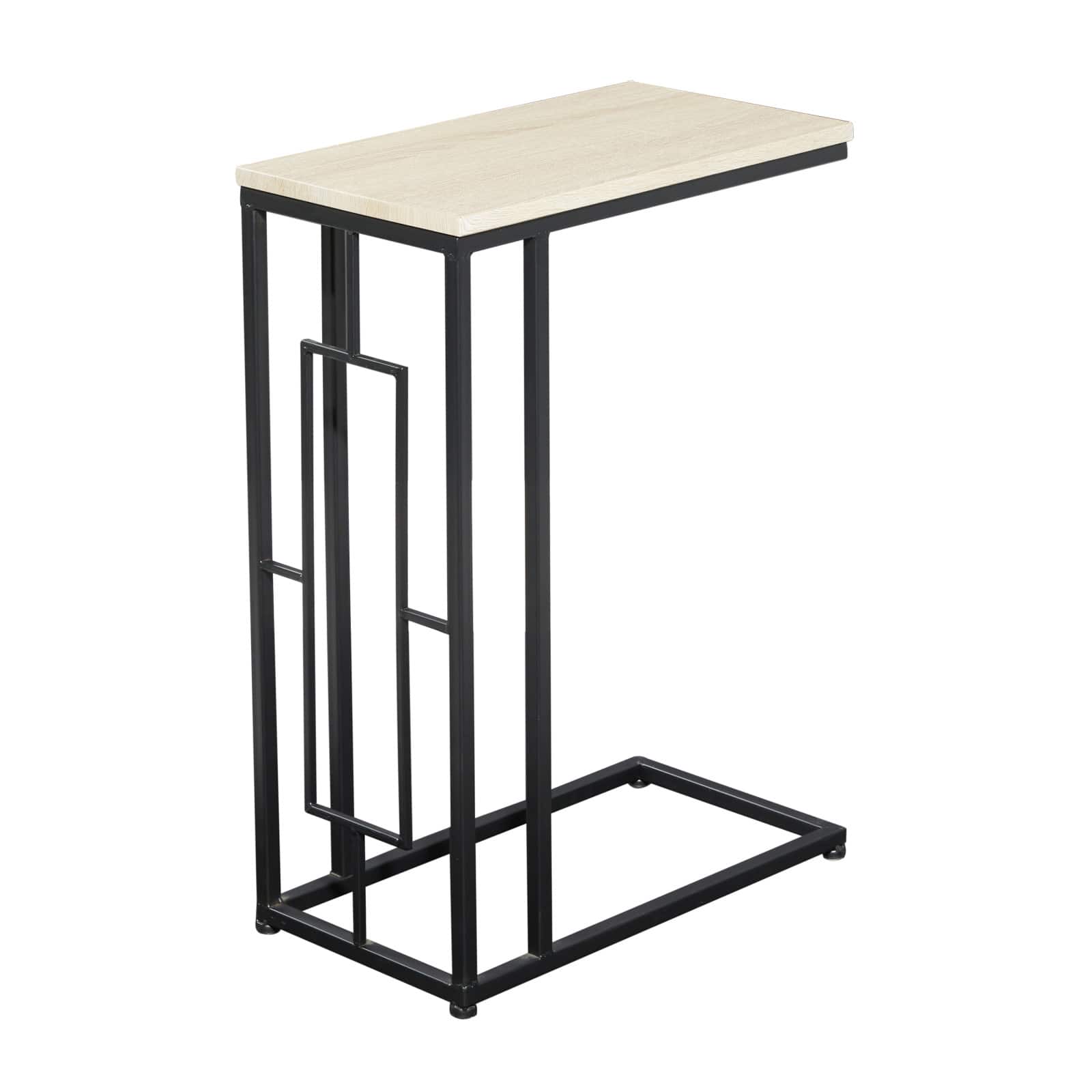 Black Iron & Wood Contemporary Accent Table