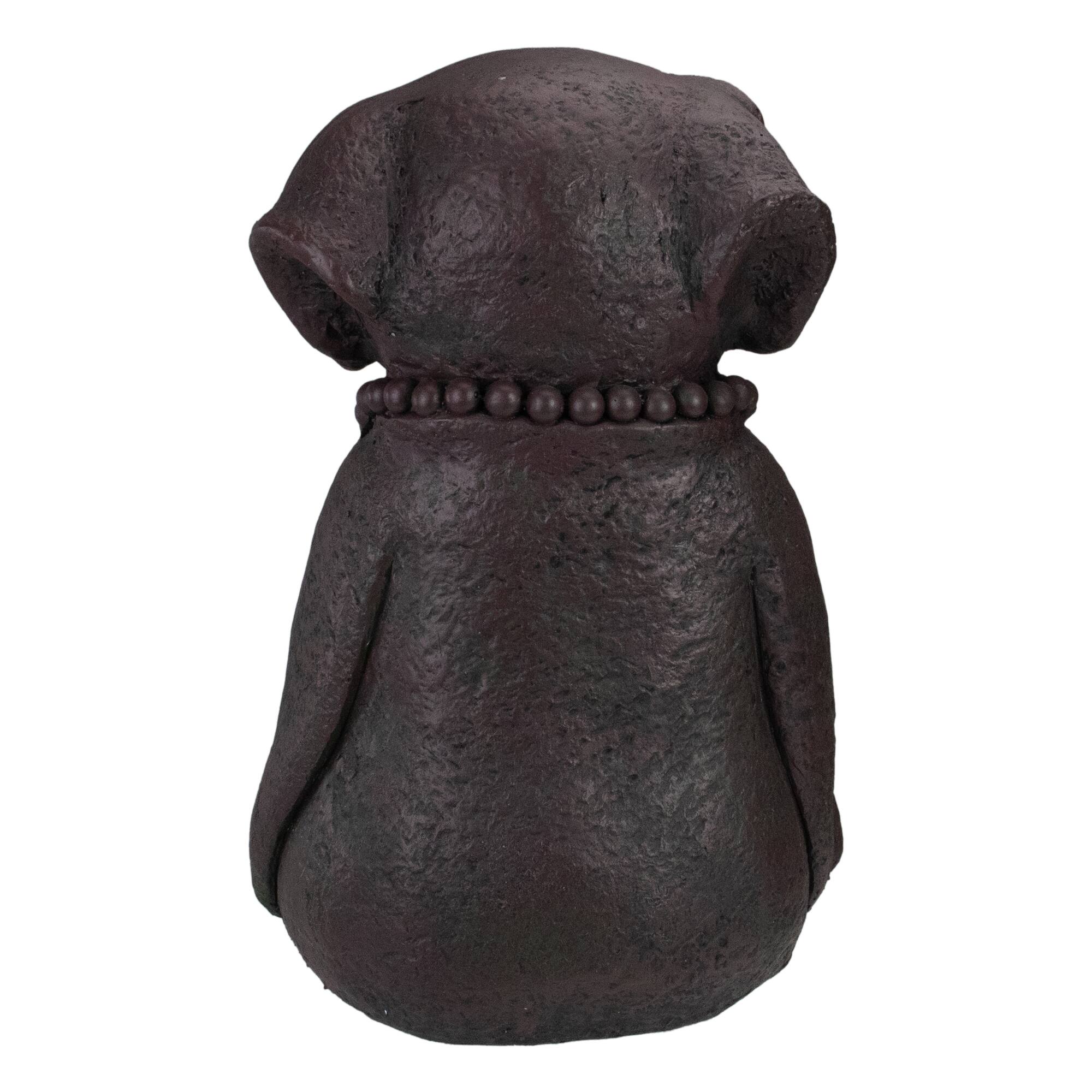 17" Dark Gray Meditating Buddha Dog Outdoor Garden Statue