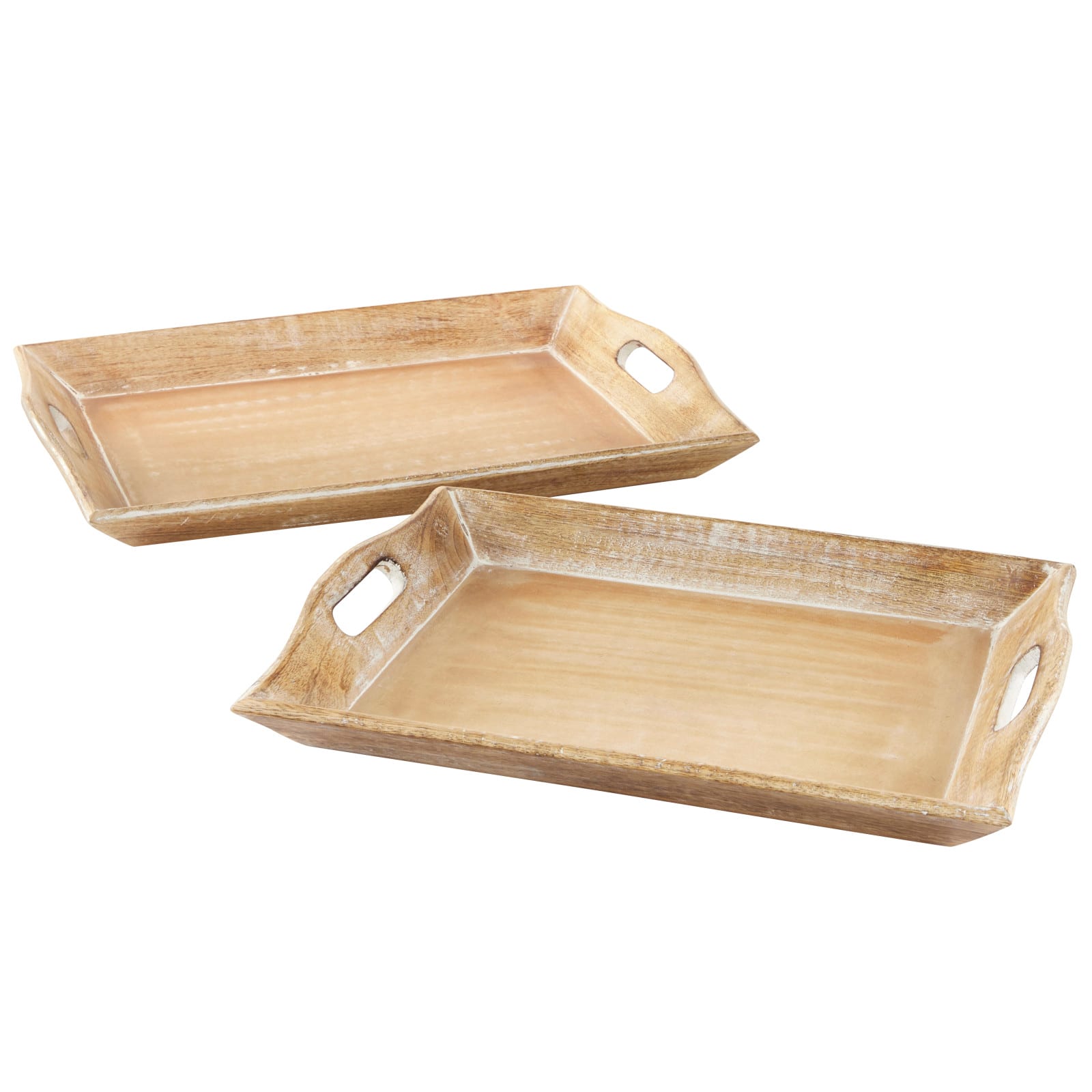 Brown Mango Wood Traditional Tray Set