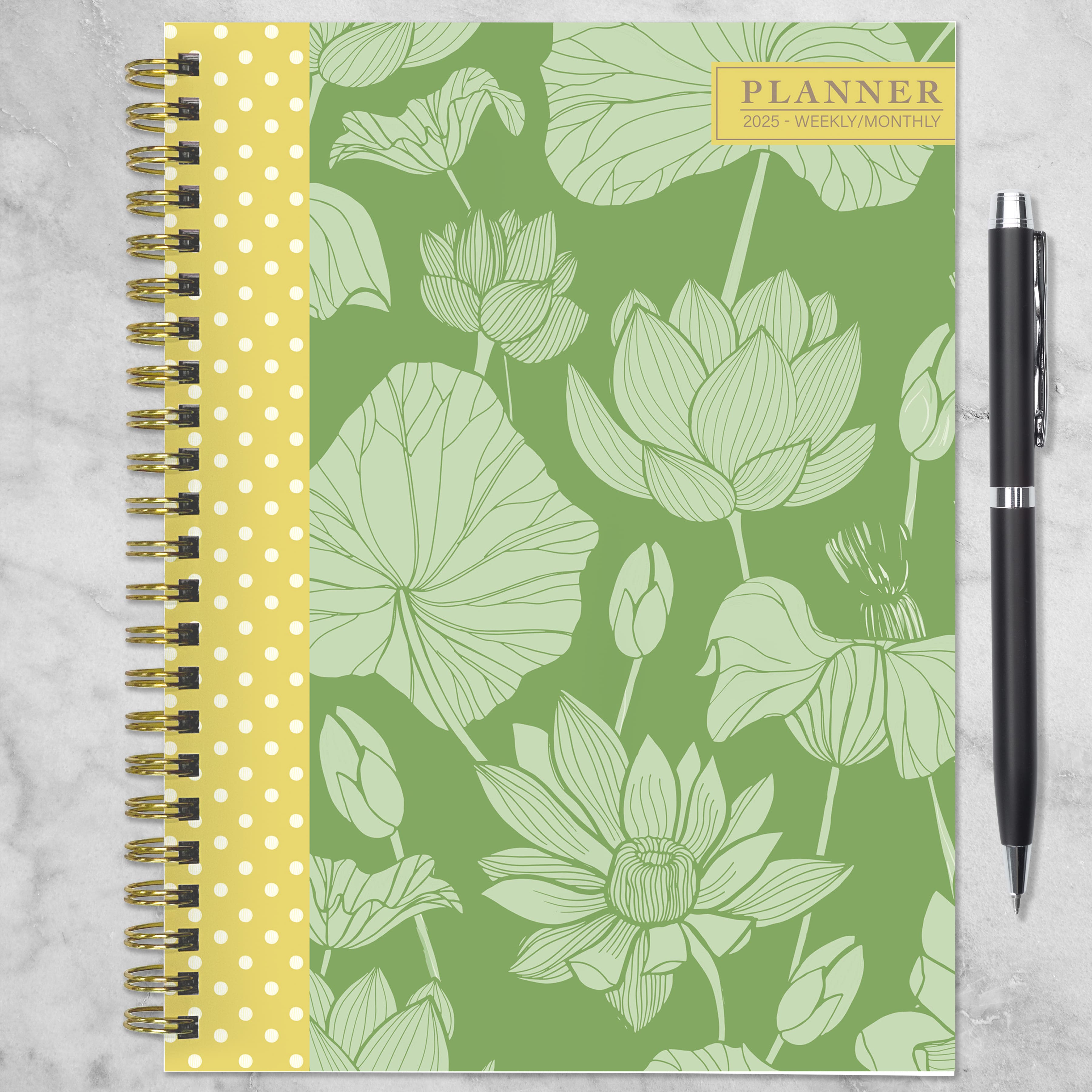 TF Publishing 2025 Medium Lotus Weekly Monthly Spiral Planner