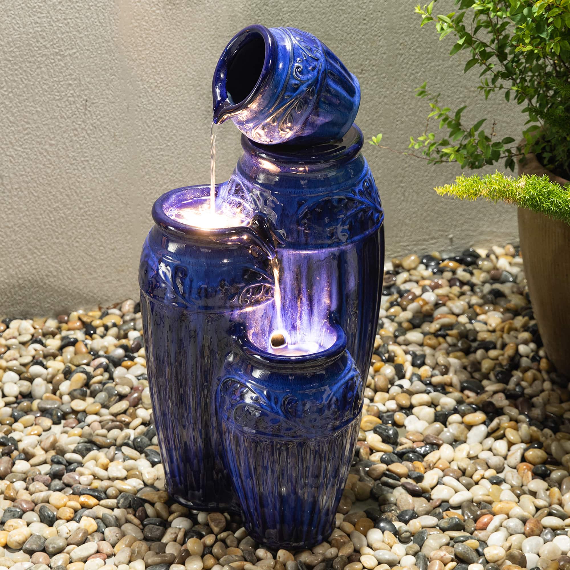 Glitzhome&#xAE; 27&#x22; 4-Tier LED Ceramic Fountain