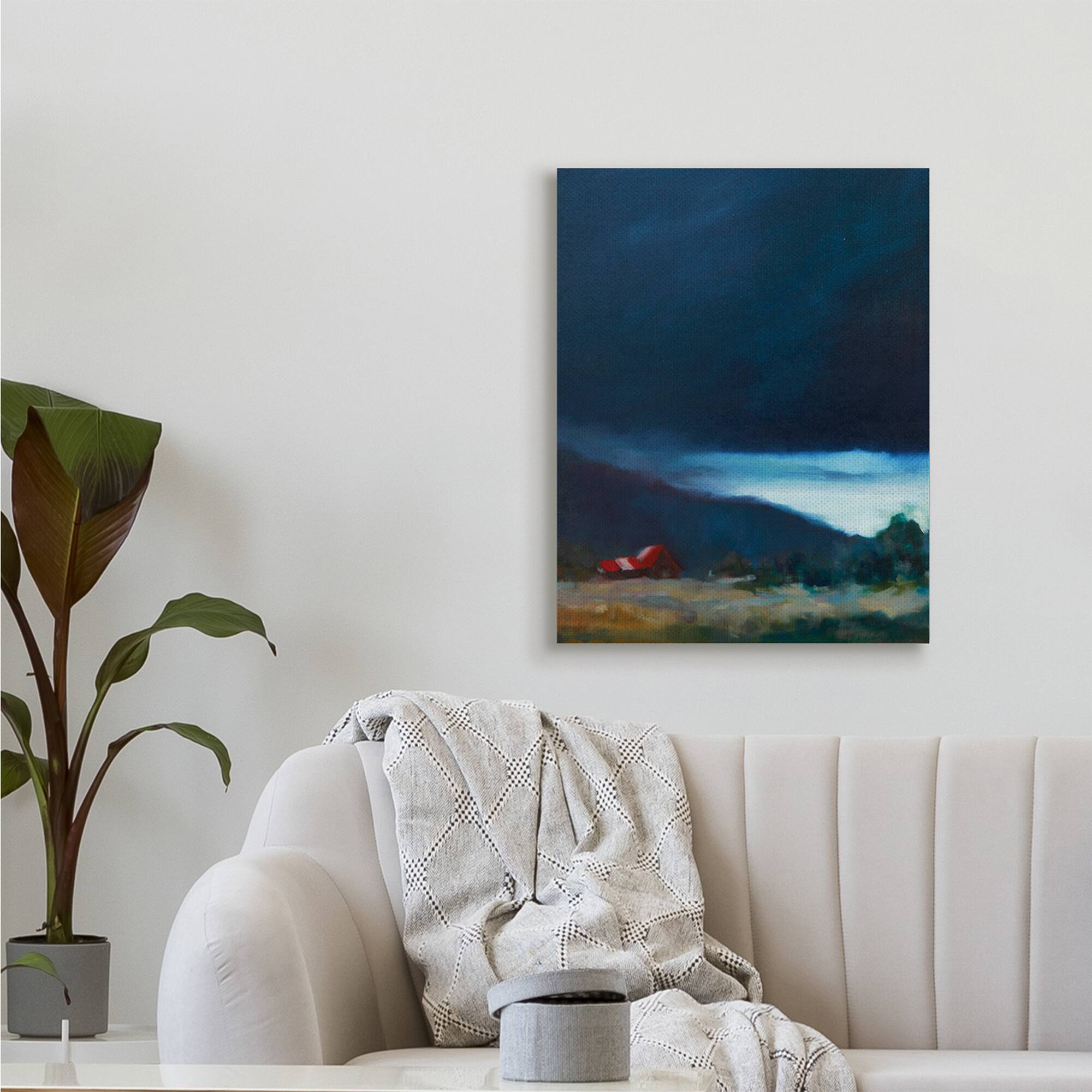 Stupell Industries Storm Clouds over Countryside Cottage Landscape Canvas Wall Art