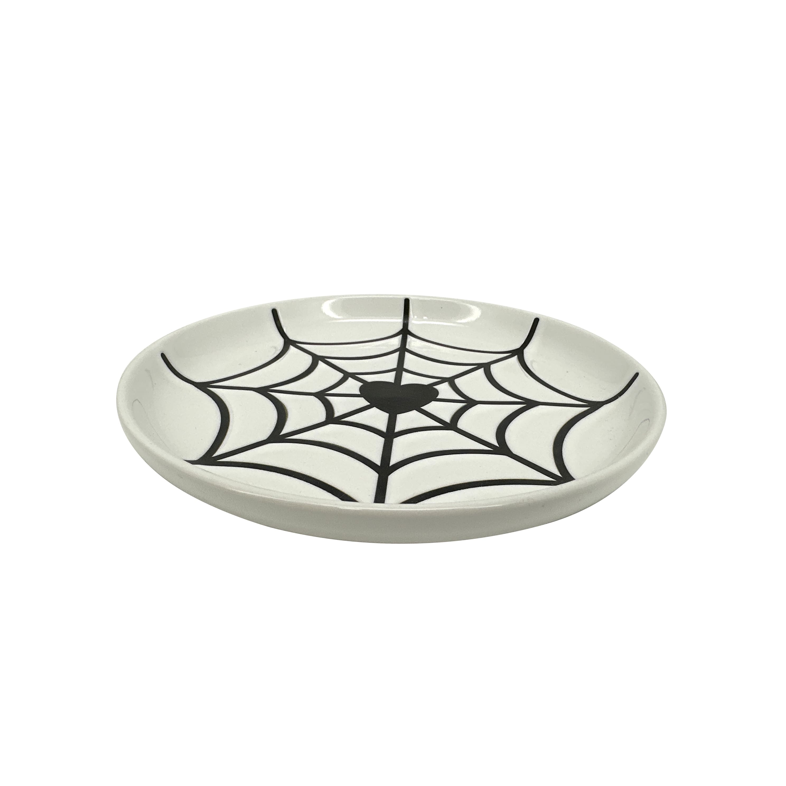 7&#x22; Black &#x26; White Spiderweb Plate by Makery&#x2122;