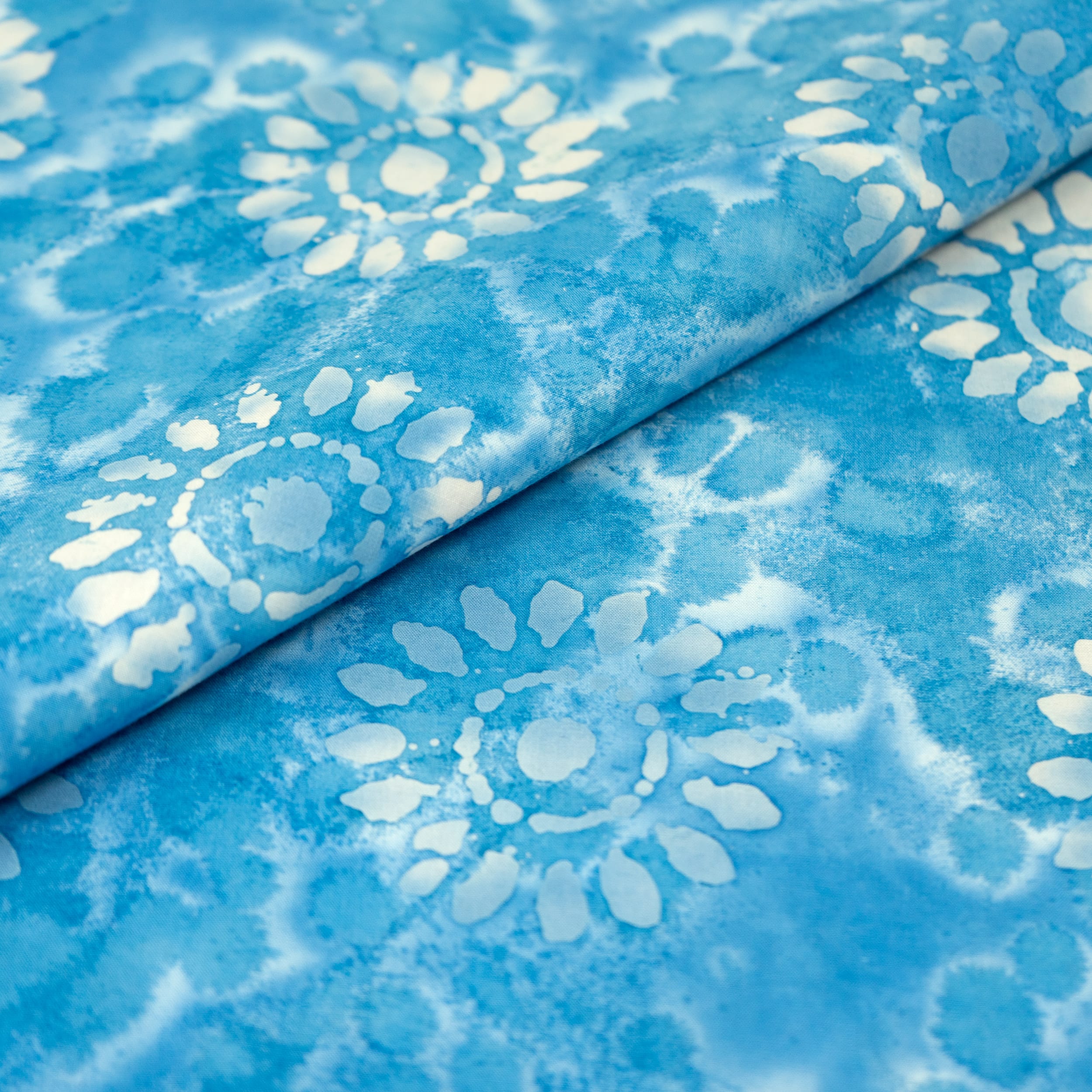 SINGER Batik Light Sky Blue Sunflower Cotton Fabric