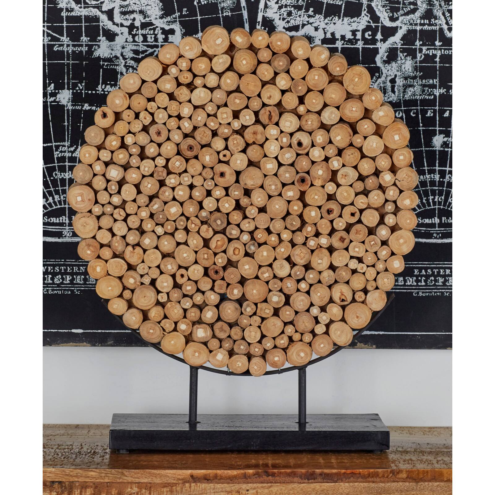 24" Natural Brown Teak Wood Abstract Sculpture