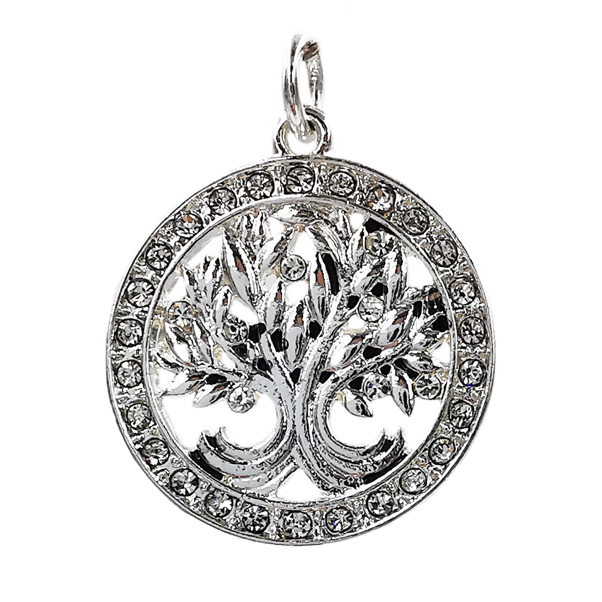 Charmalong&#x2122; Silver Plated &#x26; Stone Paved Tree Charm by Bead Landing&#x2122;
