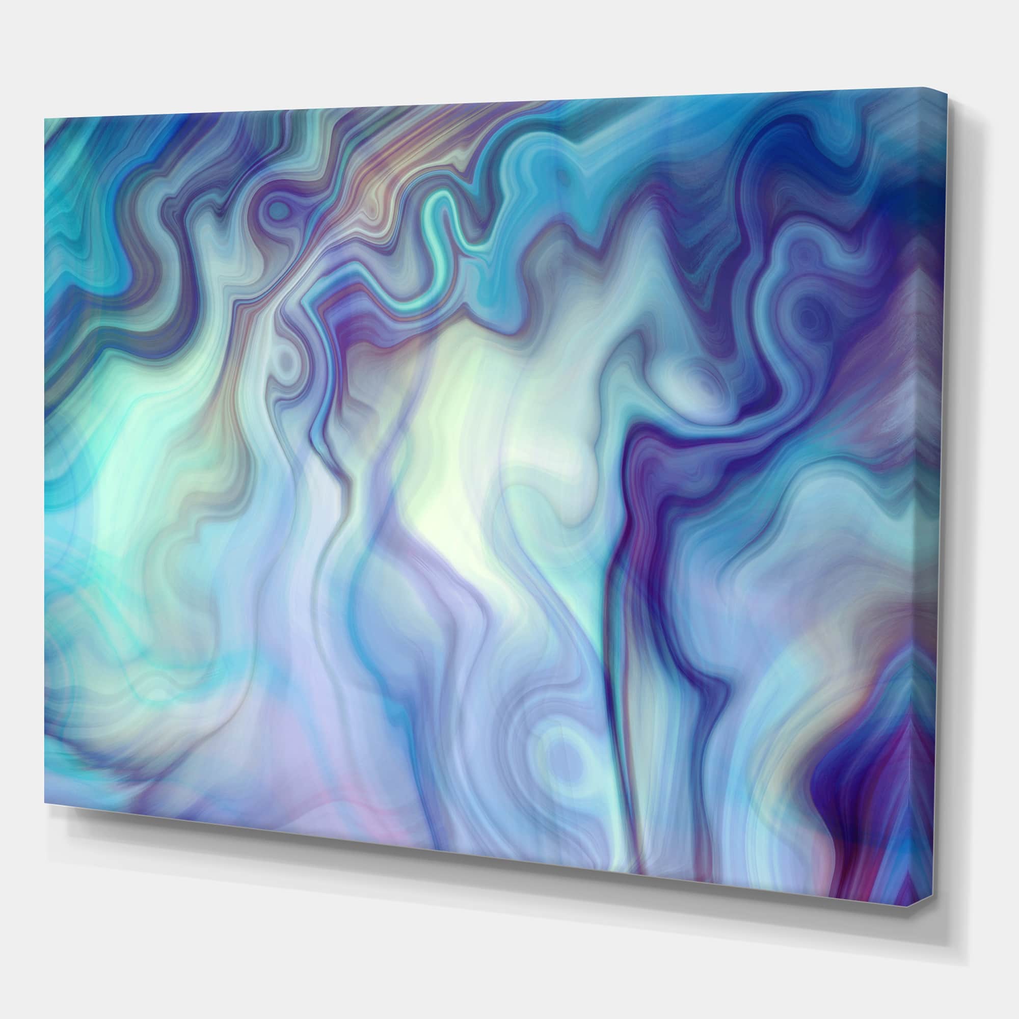 Designart - Marbled Colours in Shades of Turquoise and Purple - Modern & Contemporary Canvas Art