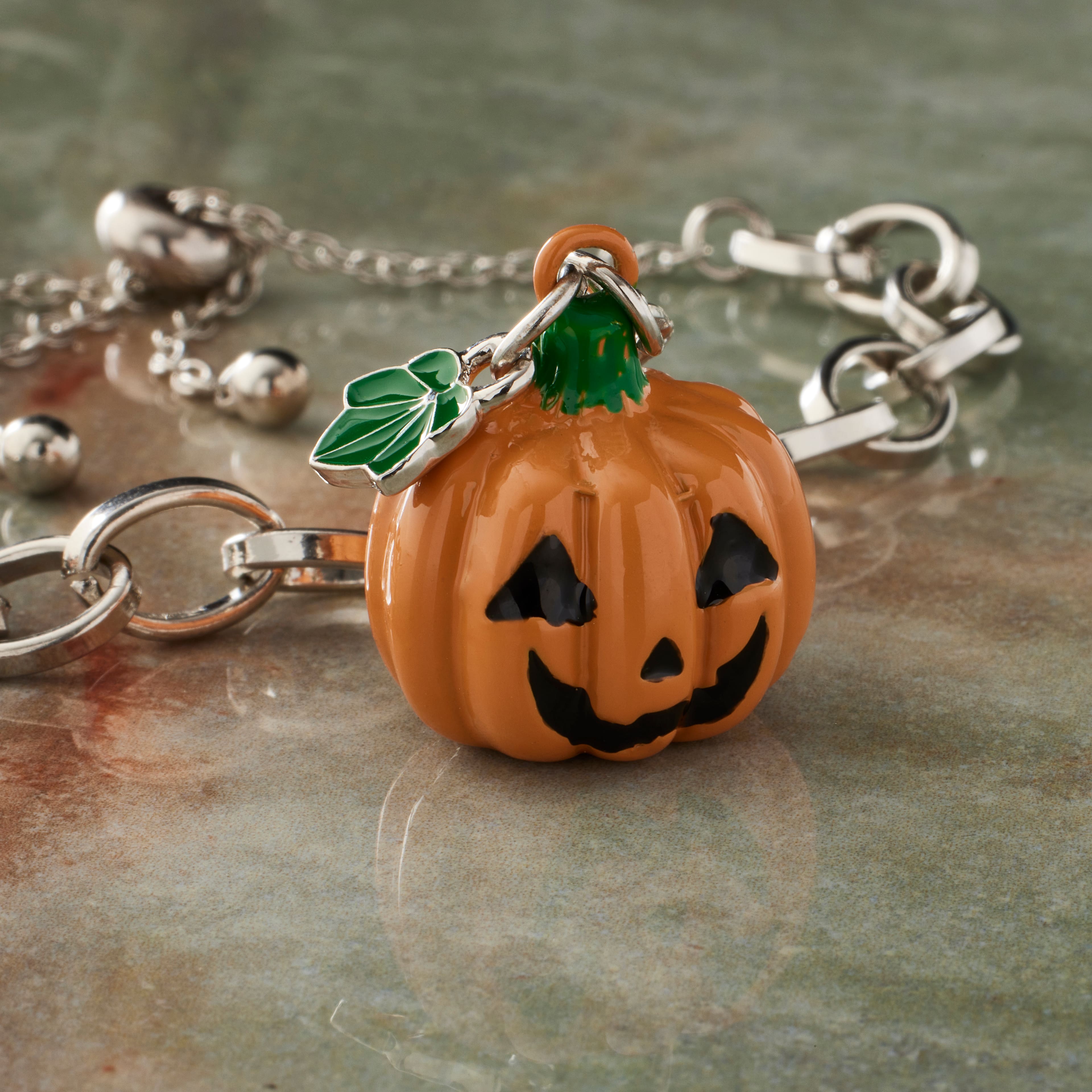 Orange Jack-o'-Lantern Charm by Bead Landing™