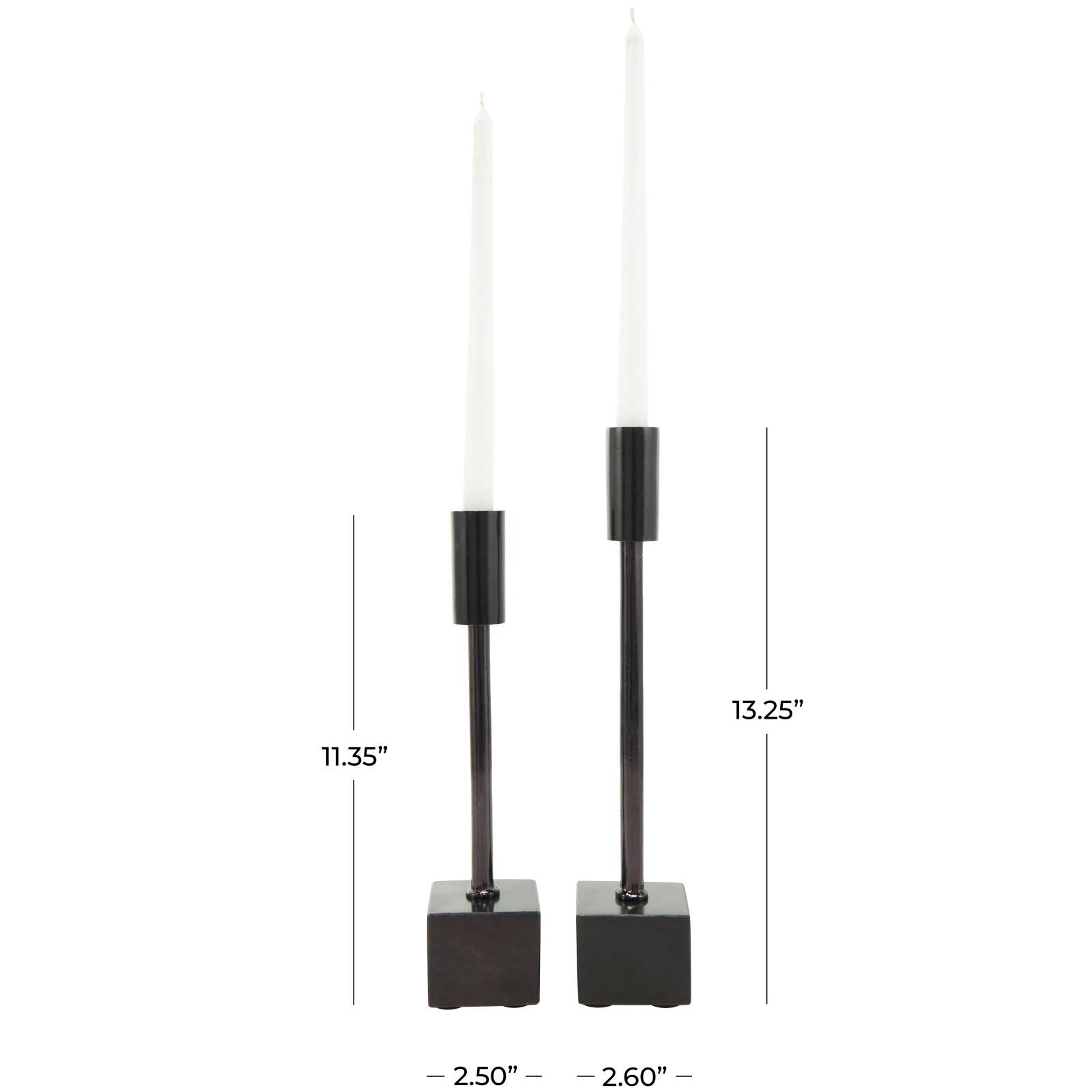 Black Aluminum Slim Candle Holder with Block Base Set