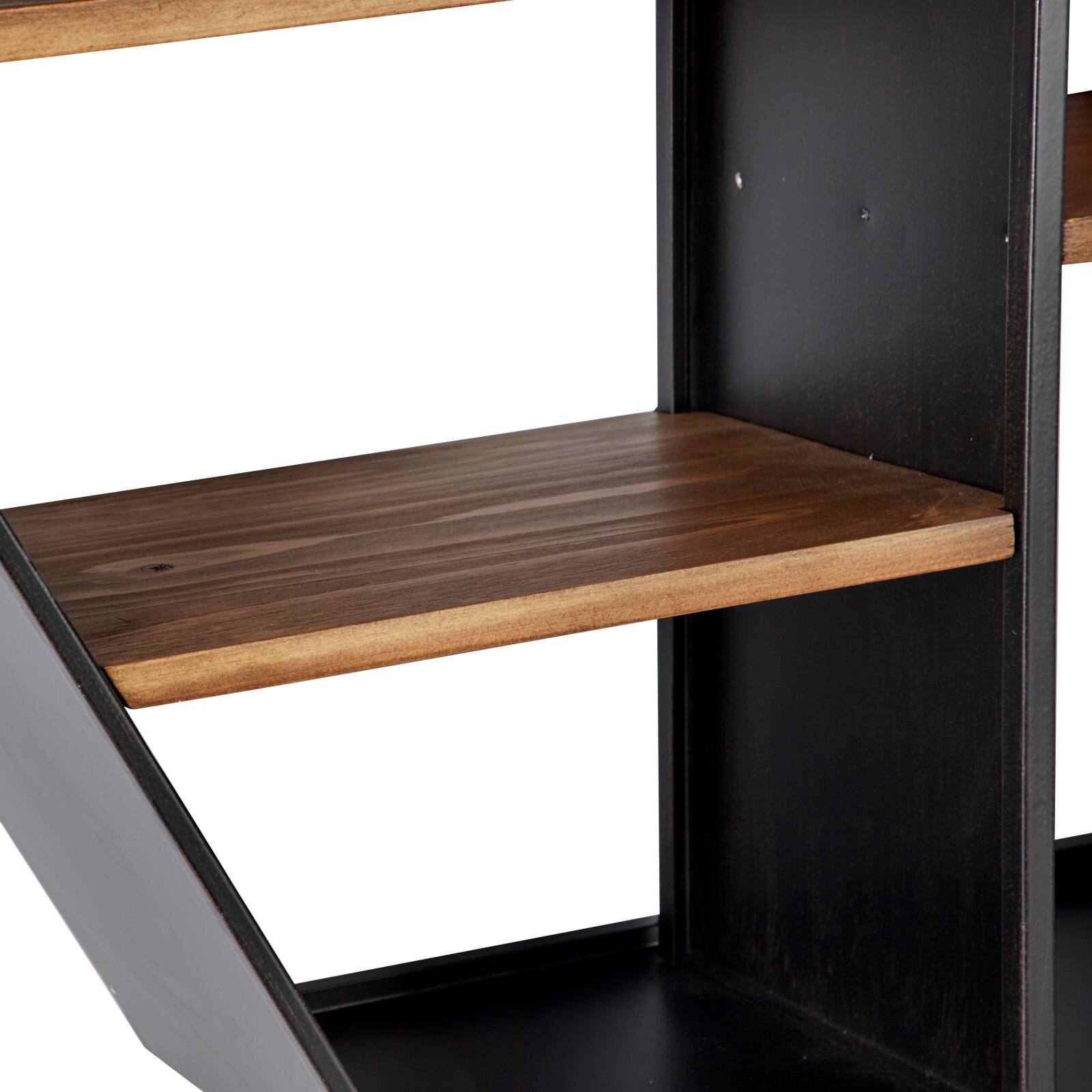 Black Chinese Fir Wood Industrial Wall Shelves, 26&#x22; x 30&#x22; x 7&#x22;