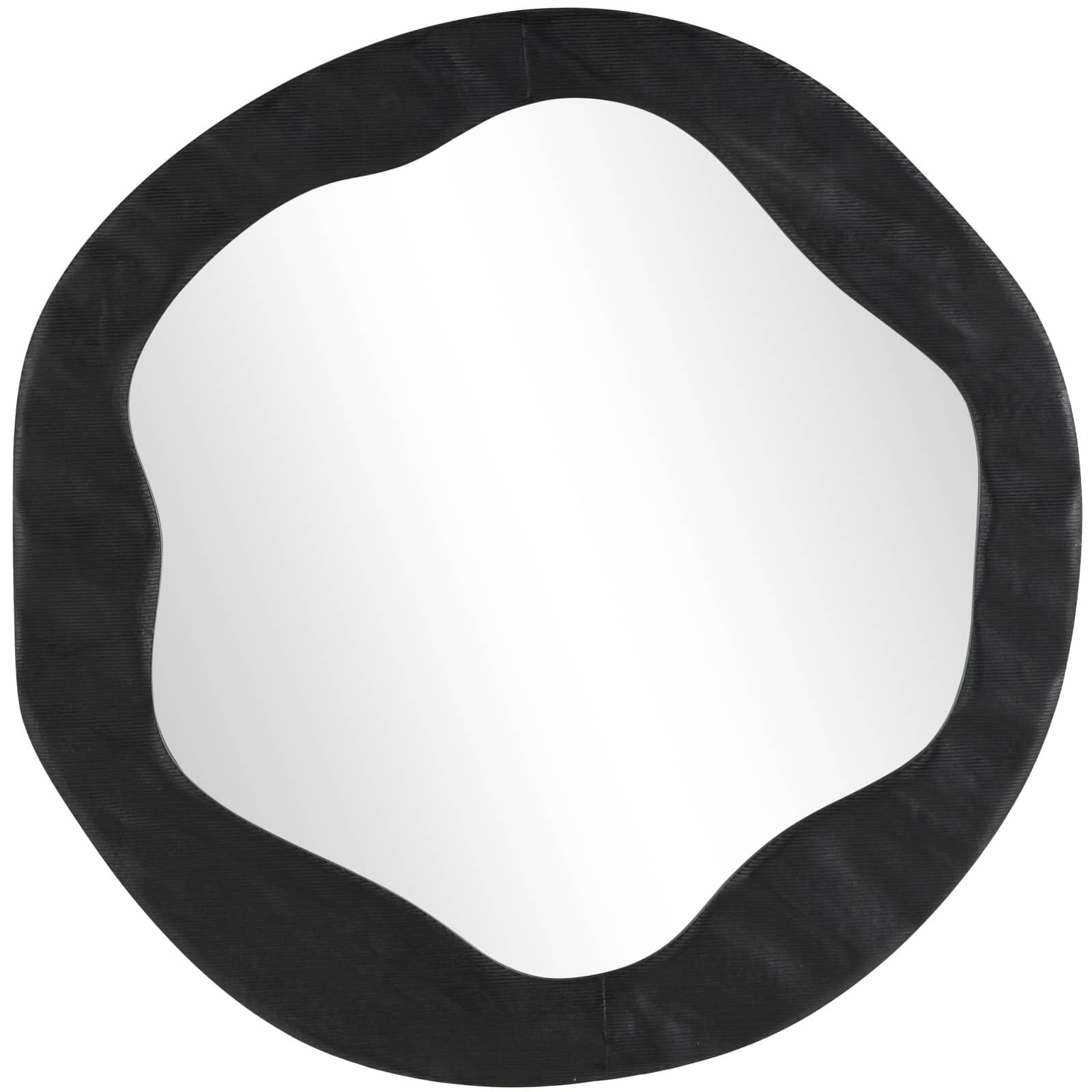 30" Black Velvet Wavy Room Wall Mirror