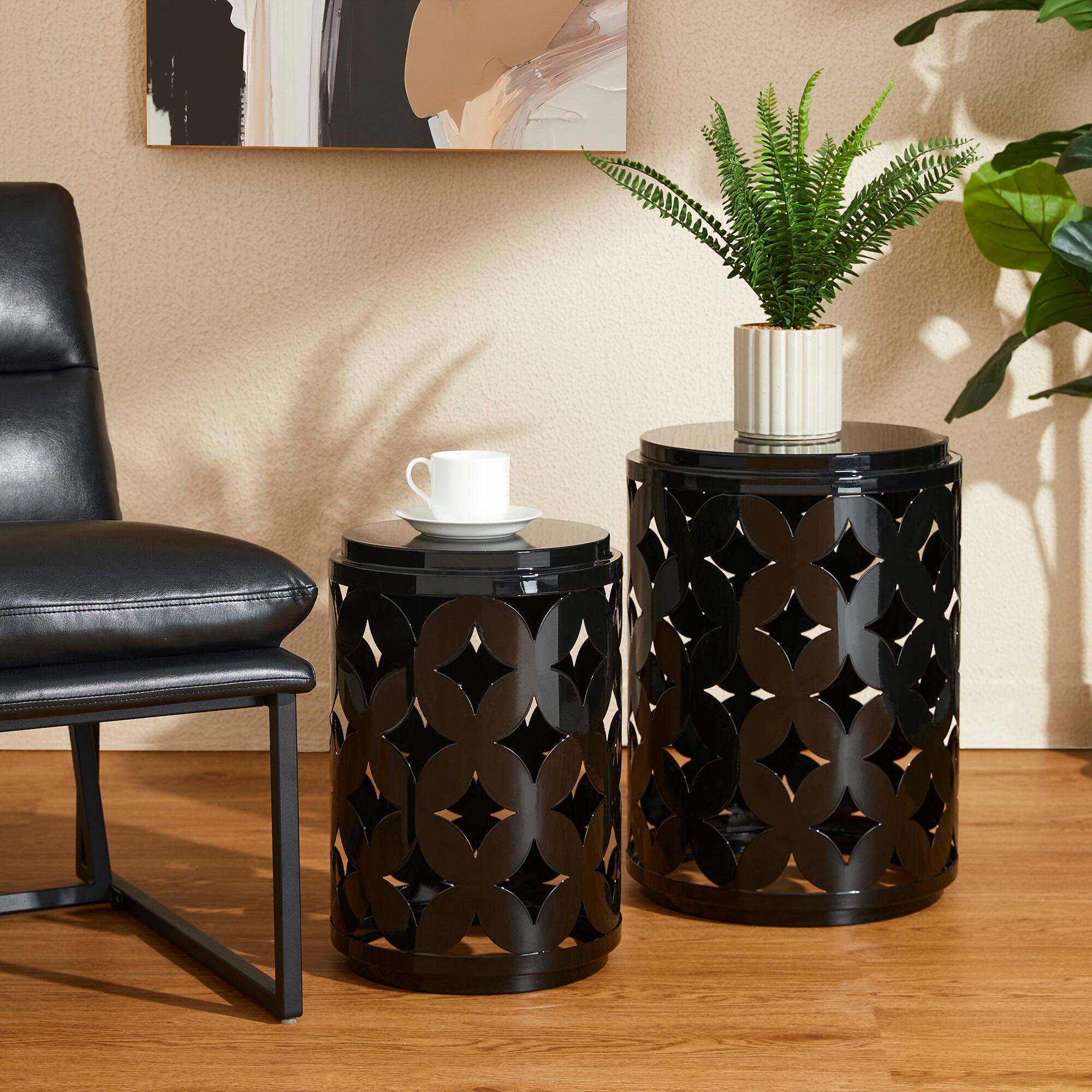 Glitzhome® Modern Heavy Duty Metal Frame Side Table Set