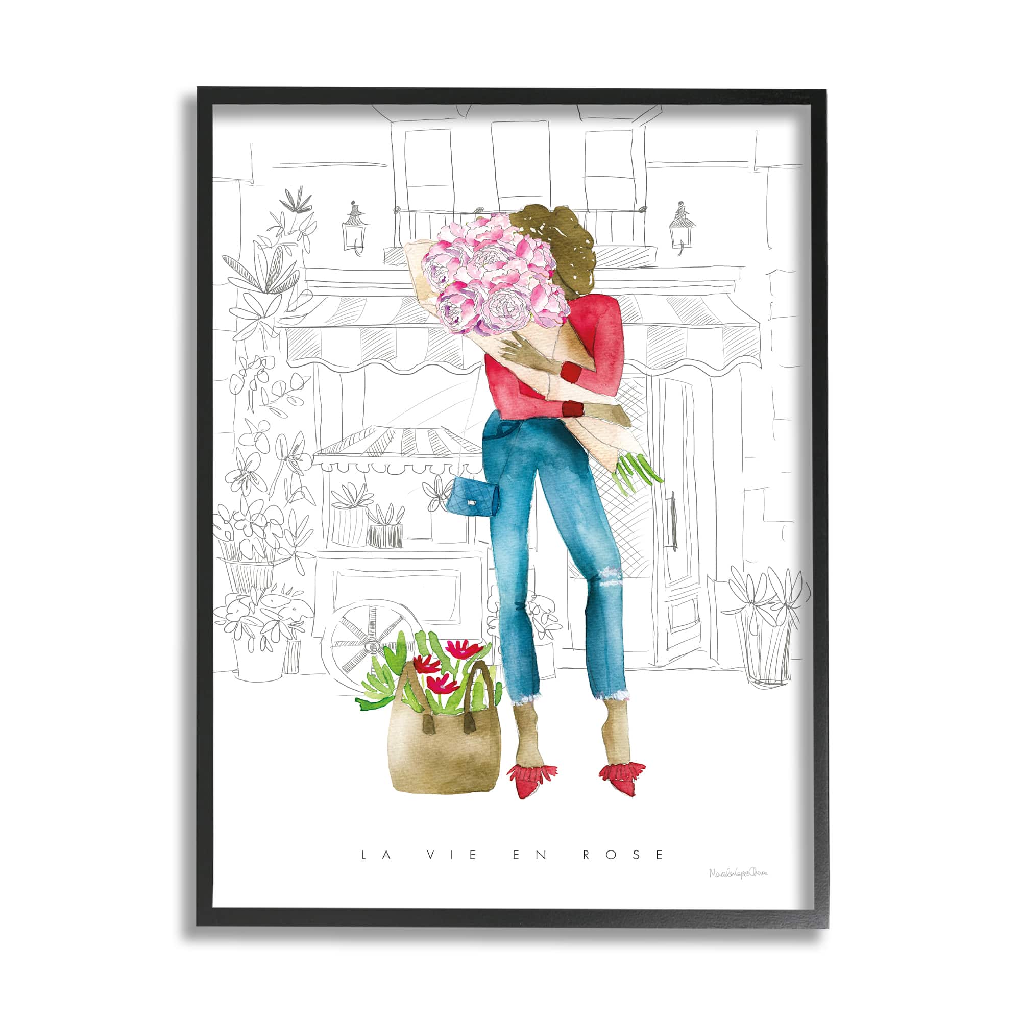 Stupell Industries La Vie En Rose French Phrase Parisian Pink Framed Wall Art