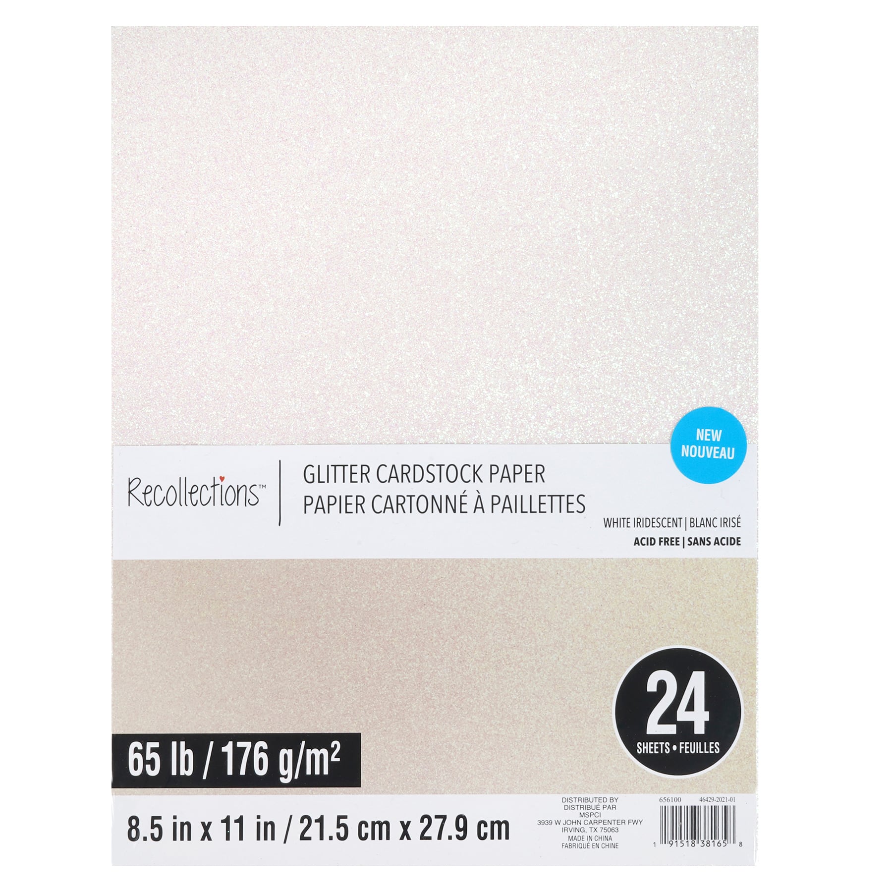12 Packs: 24 ct. (288 total) White Glitter 8.5" x 11" Cardstock Paper by Recollections™