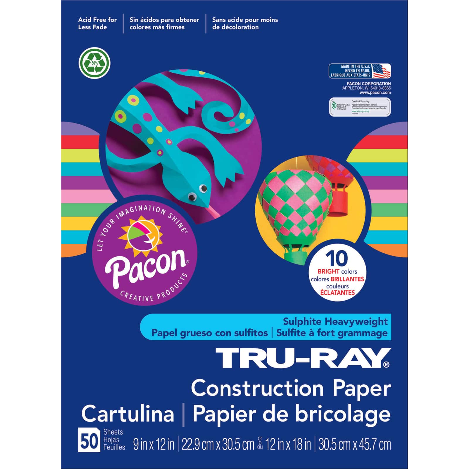 Pacon Tru-Ray Construction Paper, Tan, 12 x 18 - 50 count