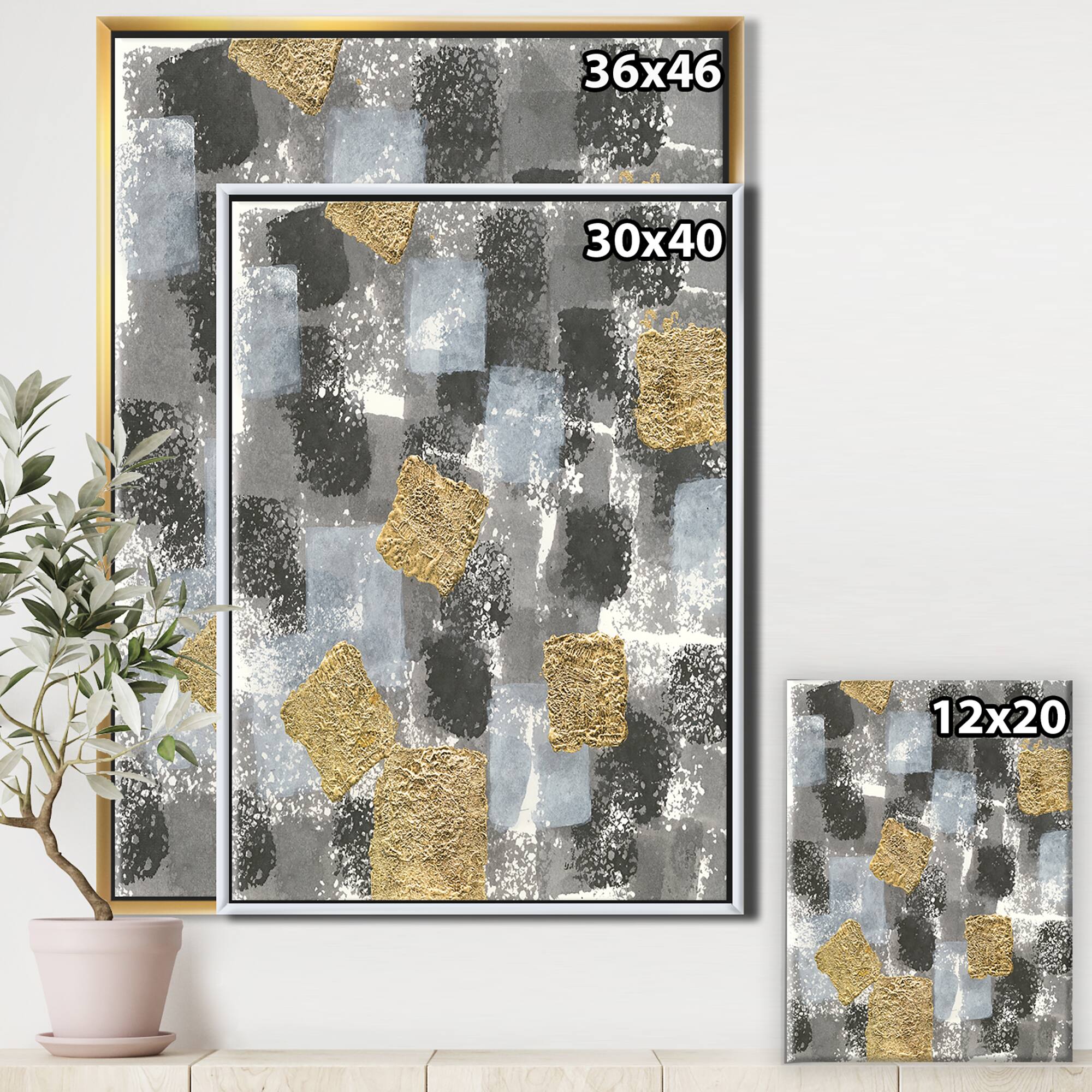 Designart Gold Glamour Squares II Modern & Transitional Canvas in