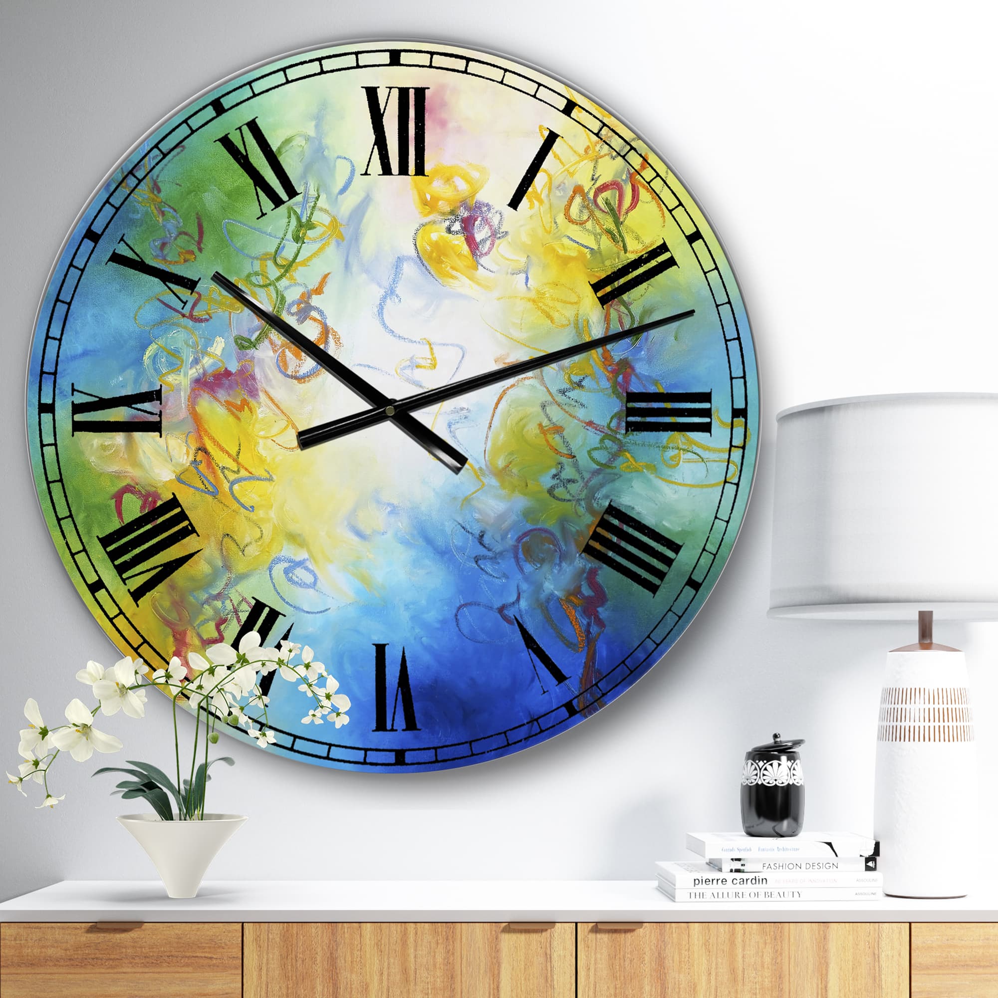 Designart &#x27;Color Dances Oversized Modern Wall Clock