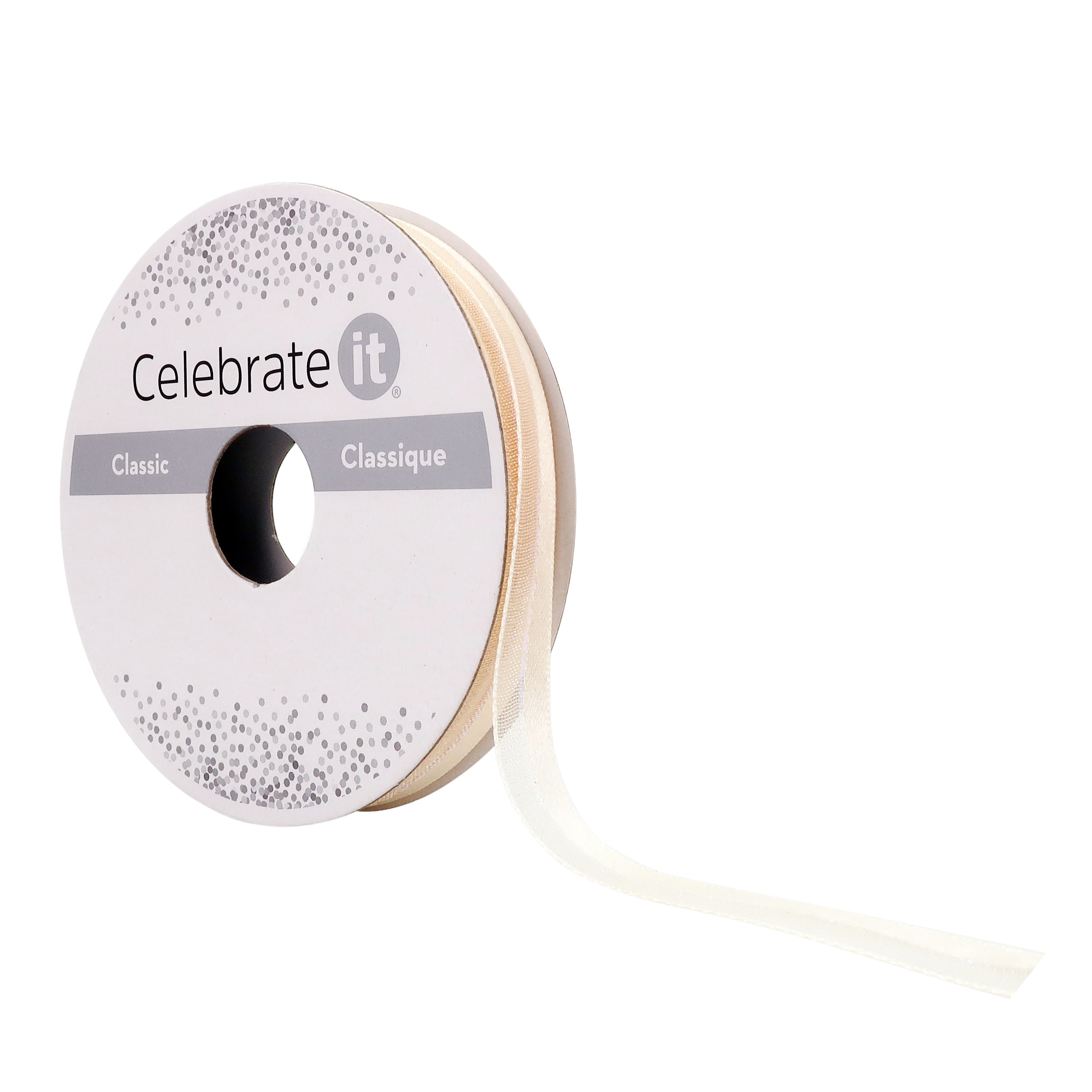 3/8&#x27;&#x27; x 5yd. Sheer Satin Ribbon by Celebrate It&#x2122;