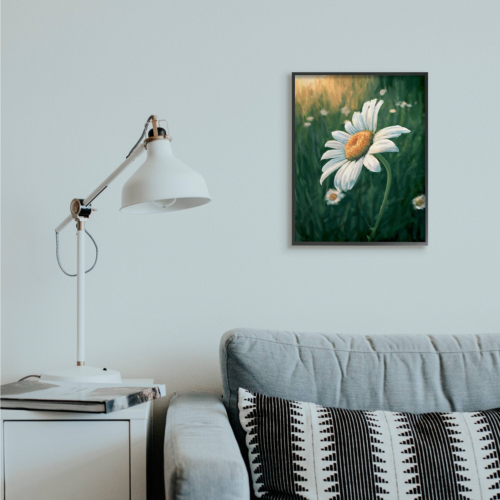 Stupell Industries Daisy Details in Field of Spring Flowers Wall Art in Black Frame