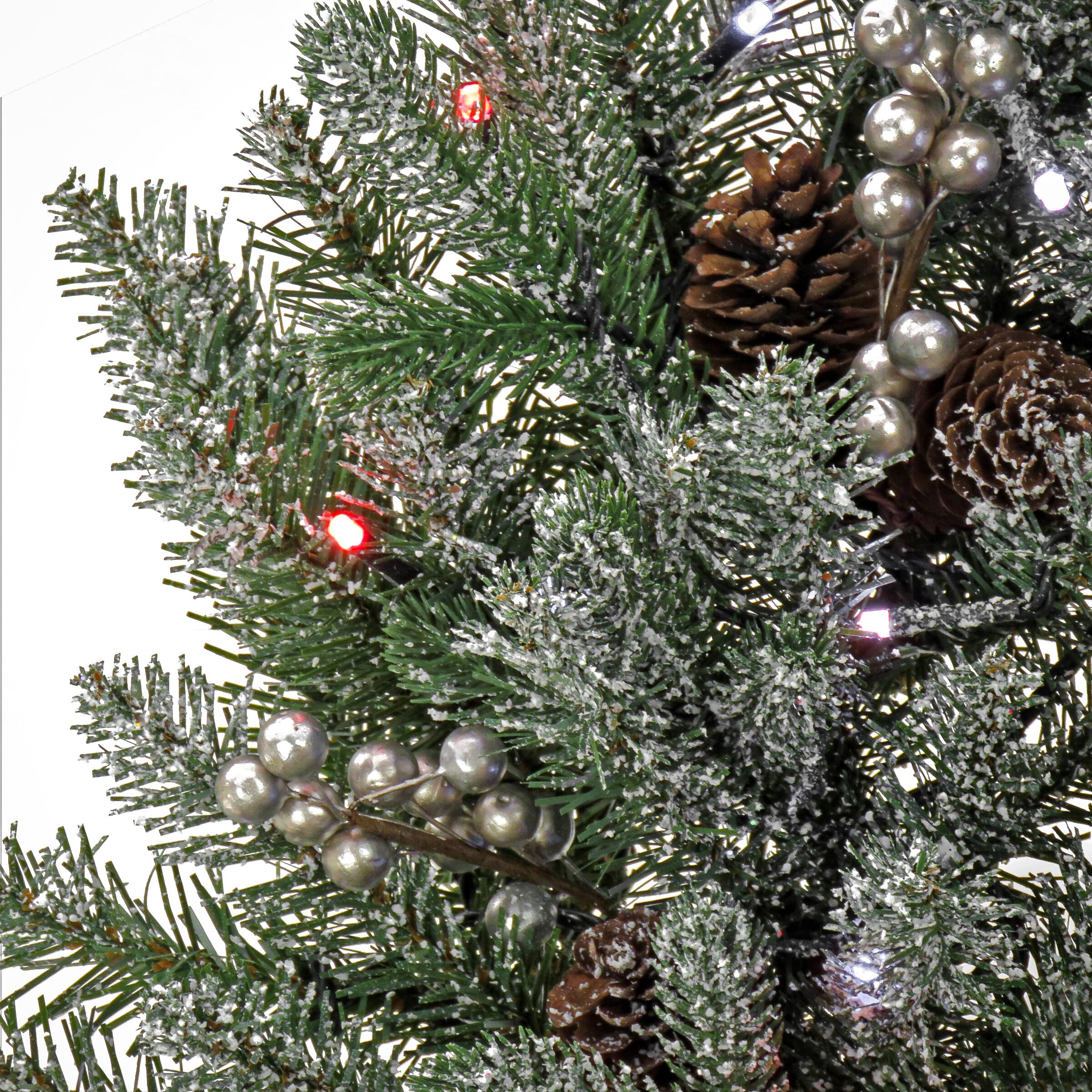 30&#x22; LED Snowy Morgan Spruce Wreath