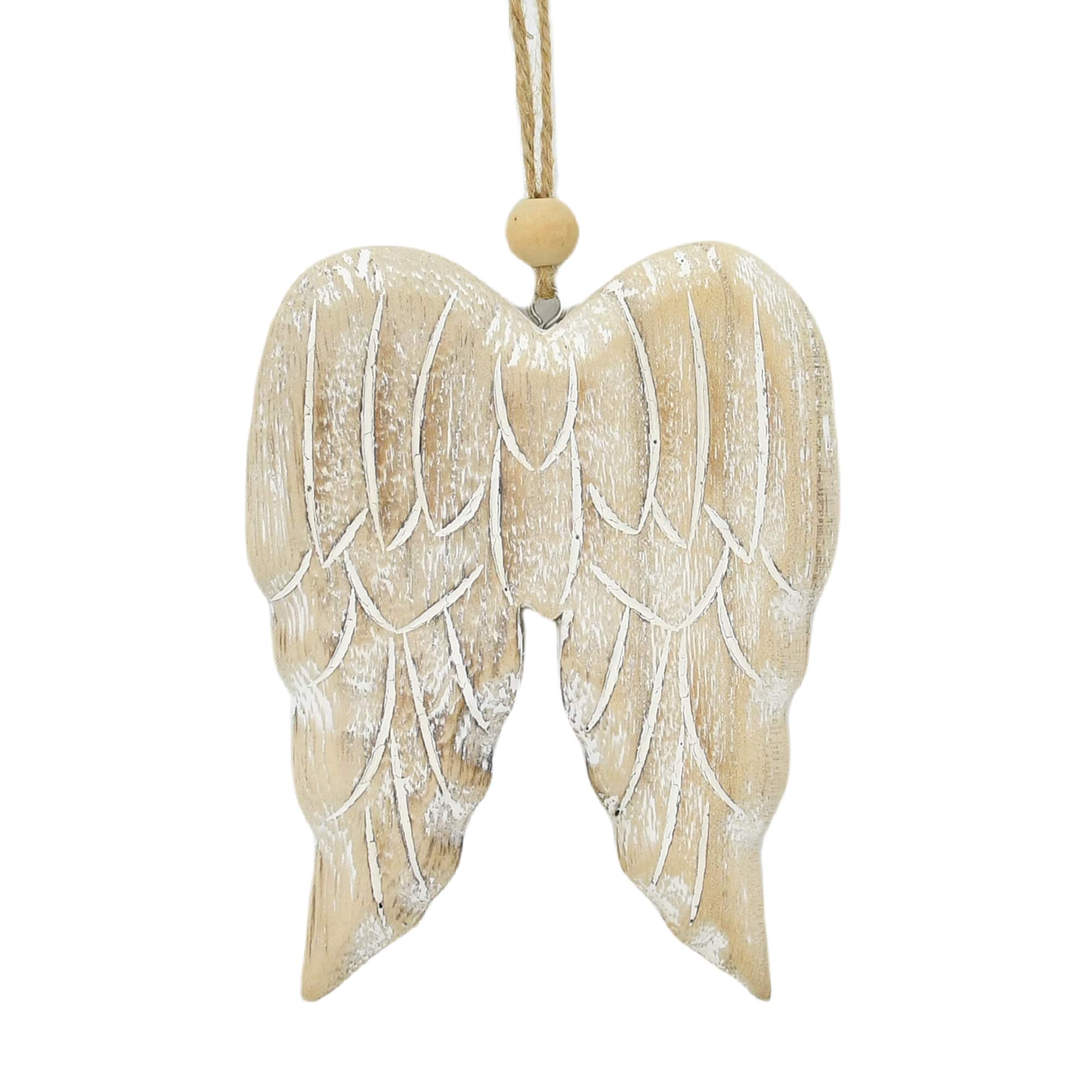 4.75&#x22; Brown &#x26; White Angel Wings Wood Ornament by Ashland&#xAE;
