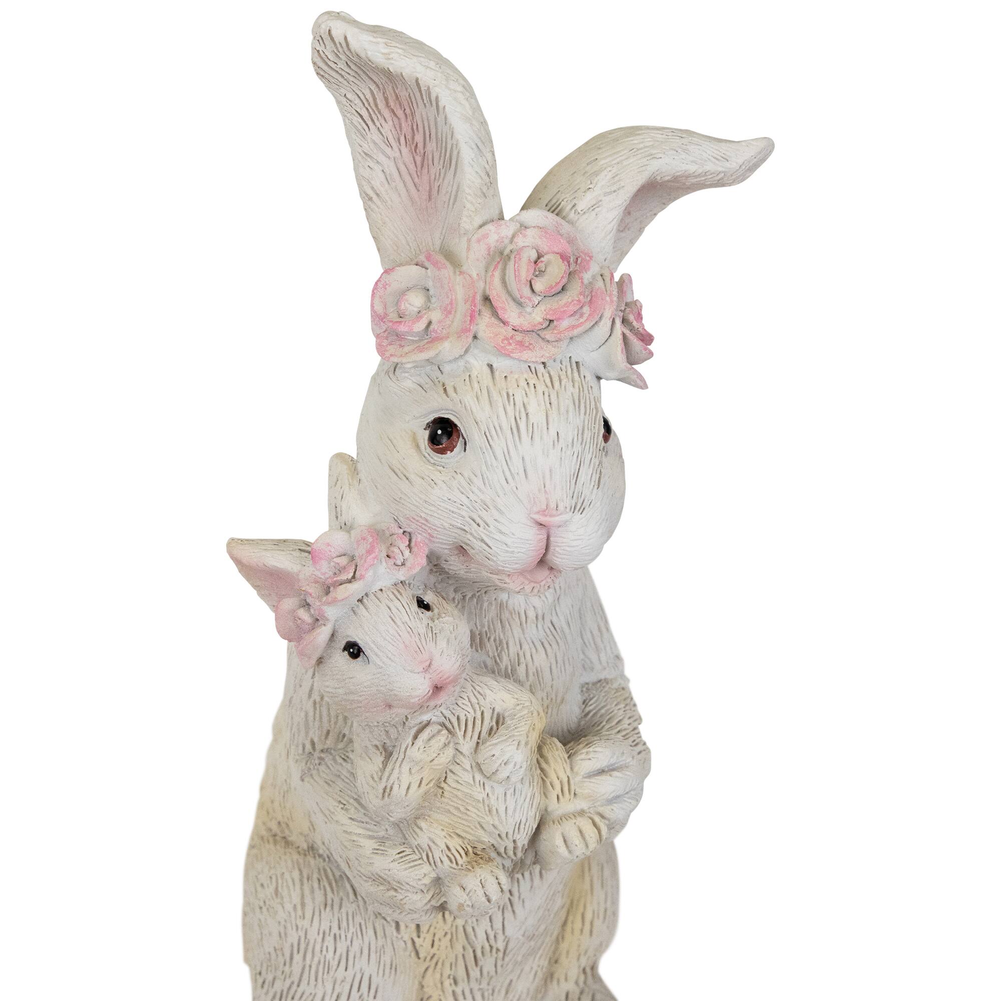 9.25" Mother & Baby Bunny Outdoor Garden Easter Statue