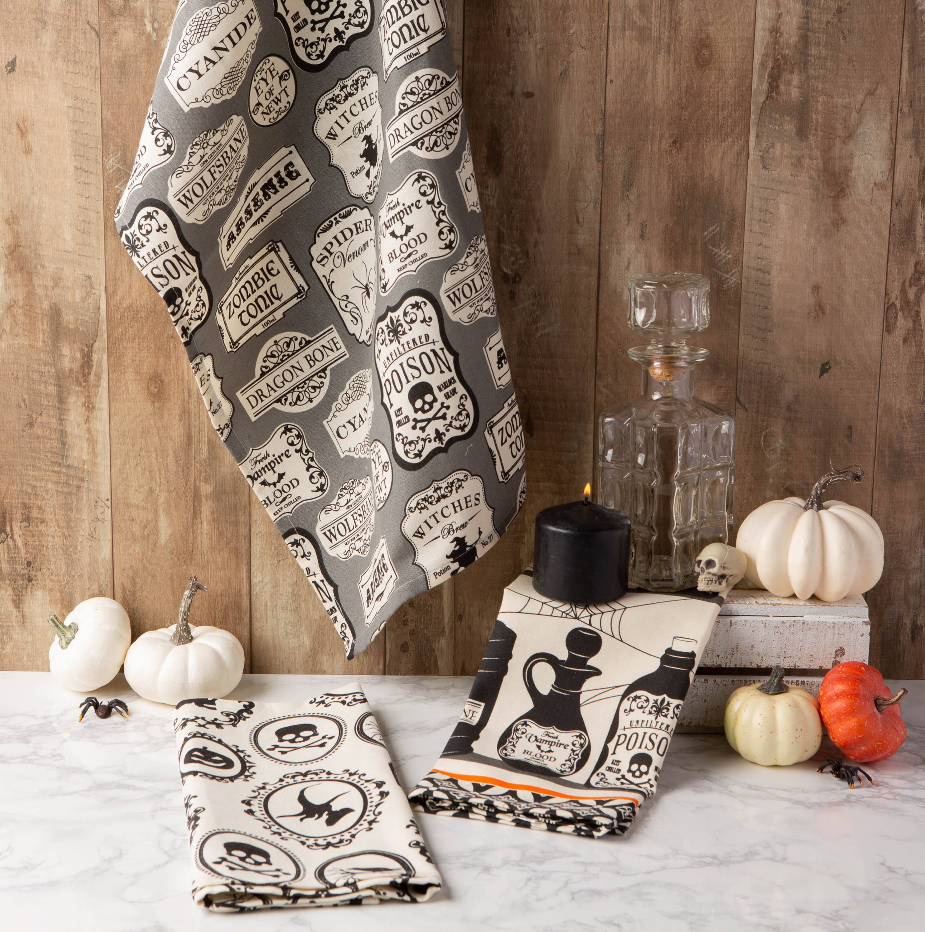 DII® Mixed Hocus Pocus Printed Dishtowels, 3ct.