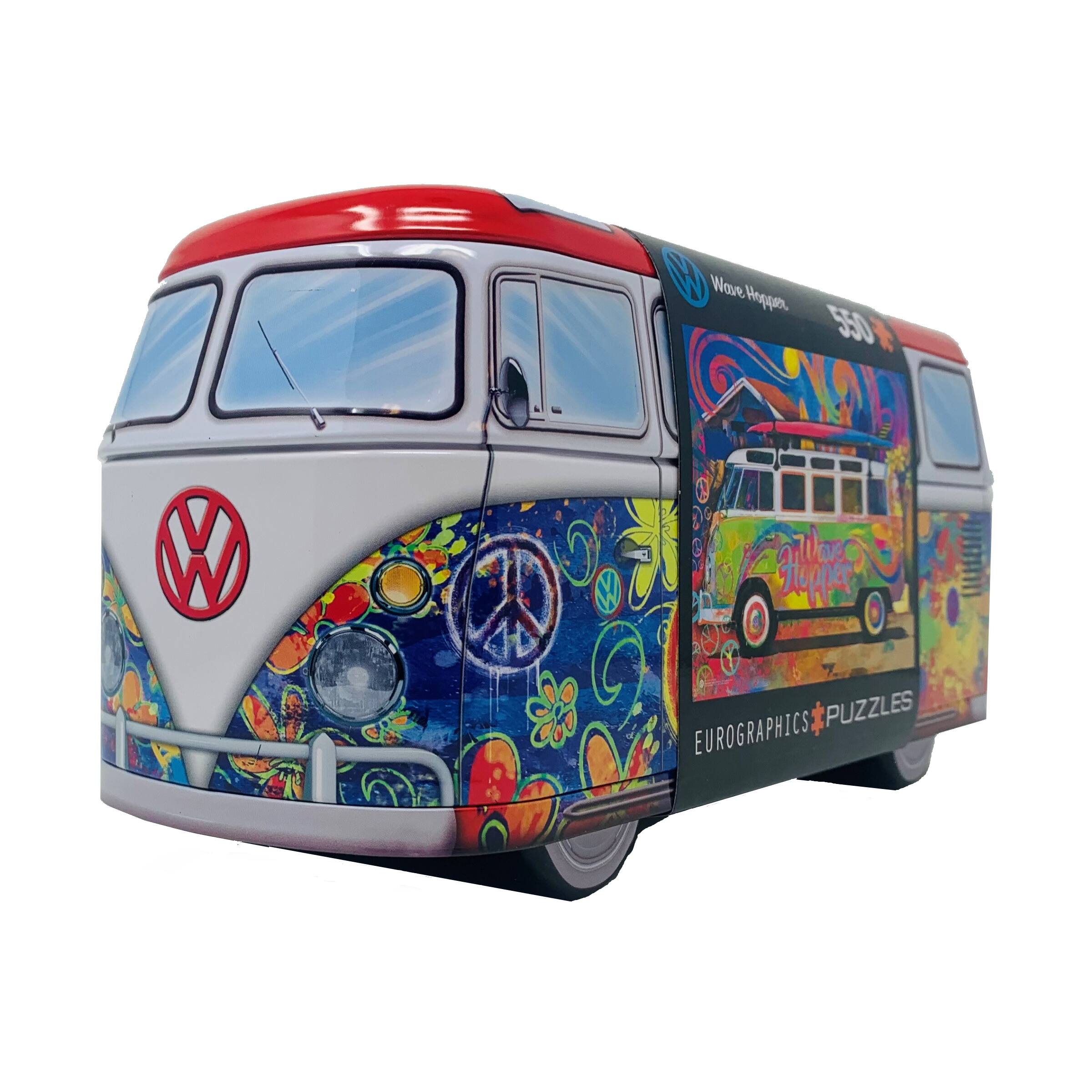 VW Wave Hopper Collectible Bus-Shaped Tin Puzzle: 550 Pcs