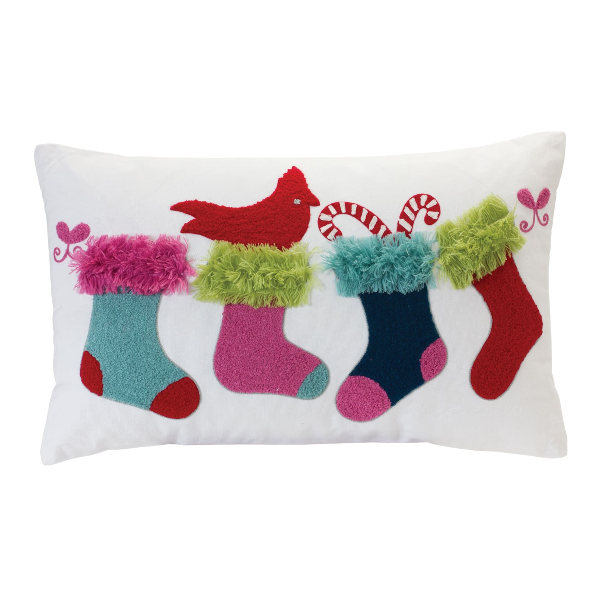 Colorful Stocking Holiday Pillow