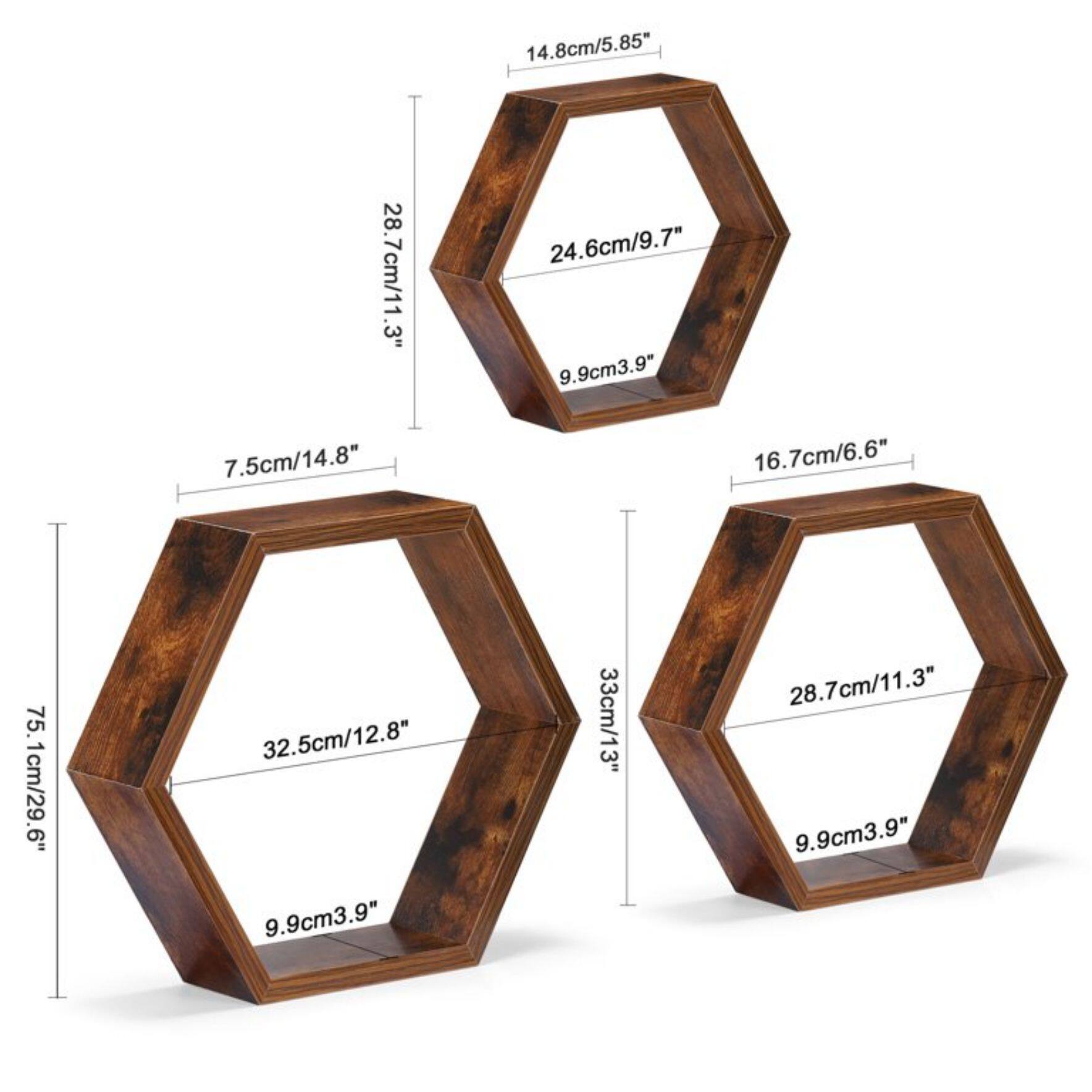 NEX™ Burnt Brown Wood Floating Shelf Set