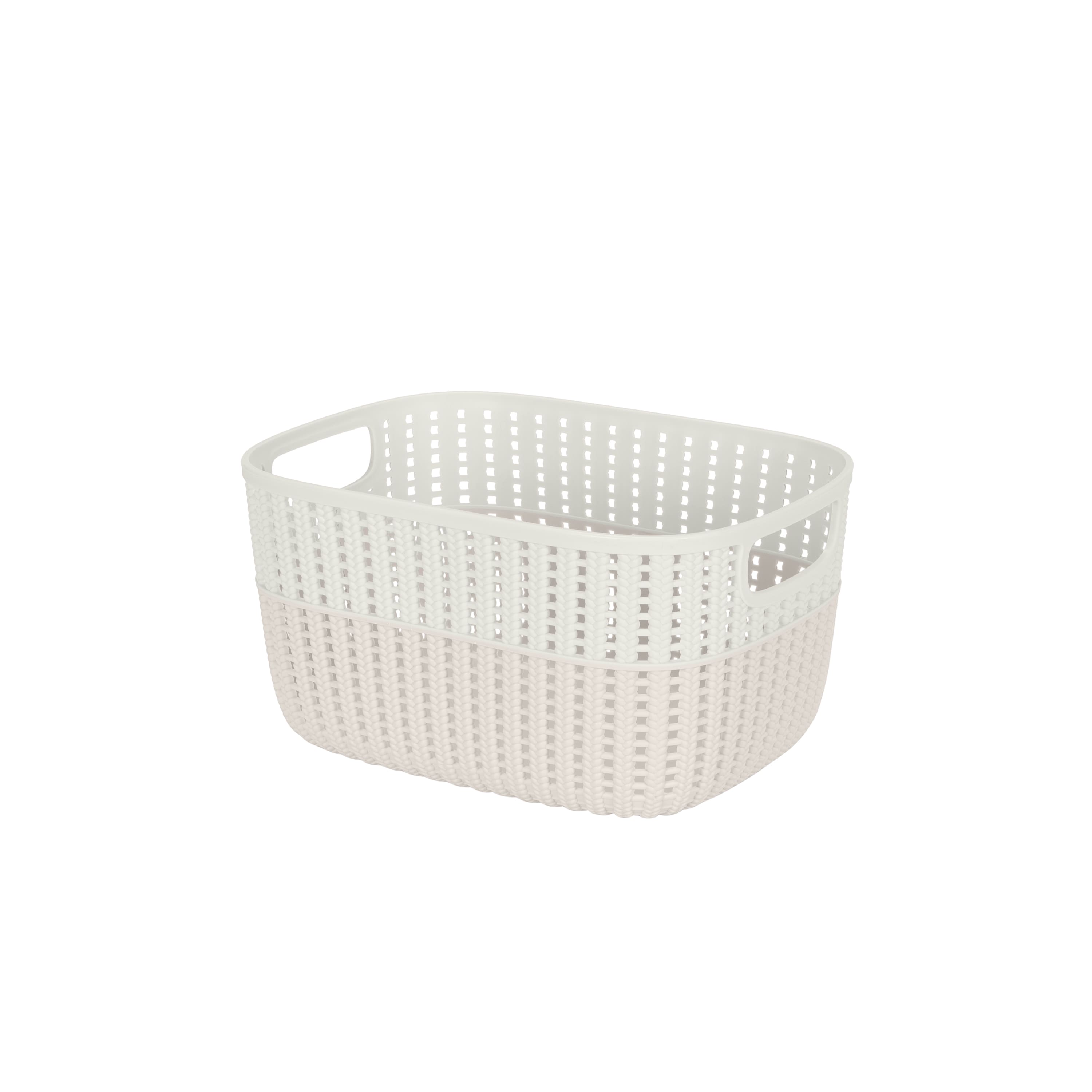 Simplify Medium Ivory 2-Tone Decorative Storage Basket
