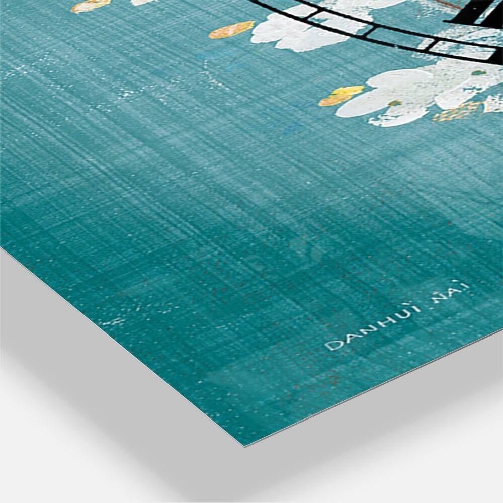 Designart Blue Cherry Blossoms I Lodge 3 Panel Wall Clock