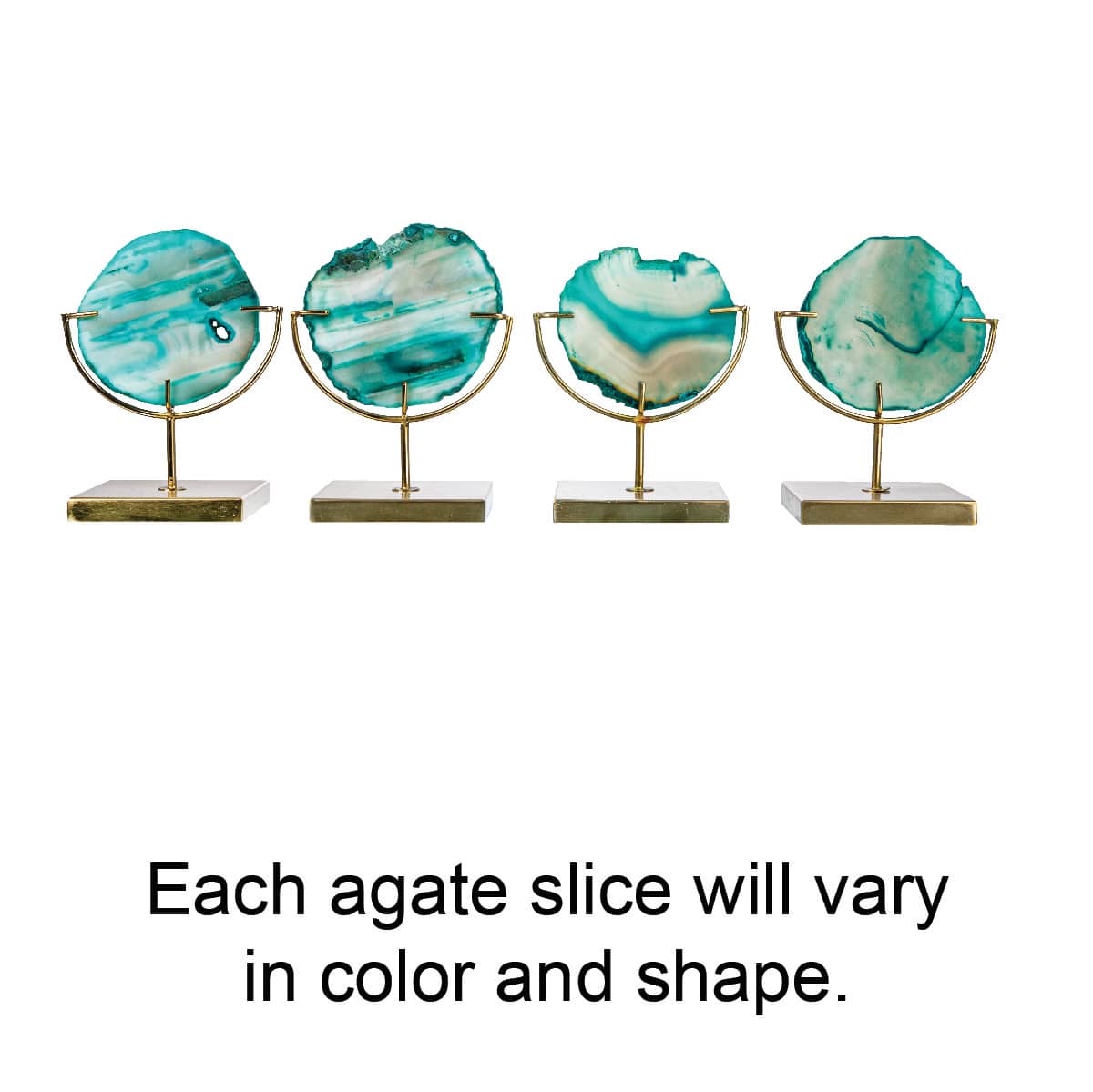 Hello Honey® 7" Marbled Turquoise Decorative Agate Slice Accent on Metal Stand