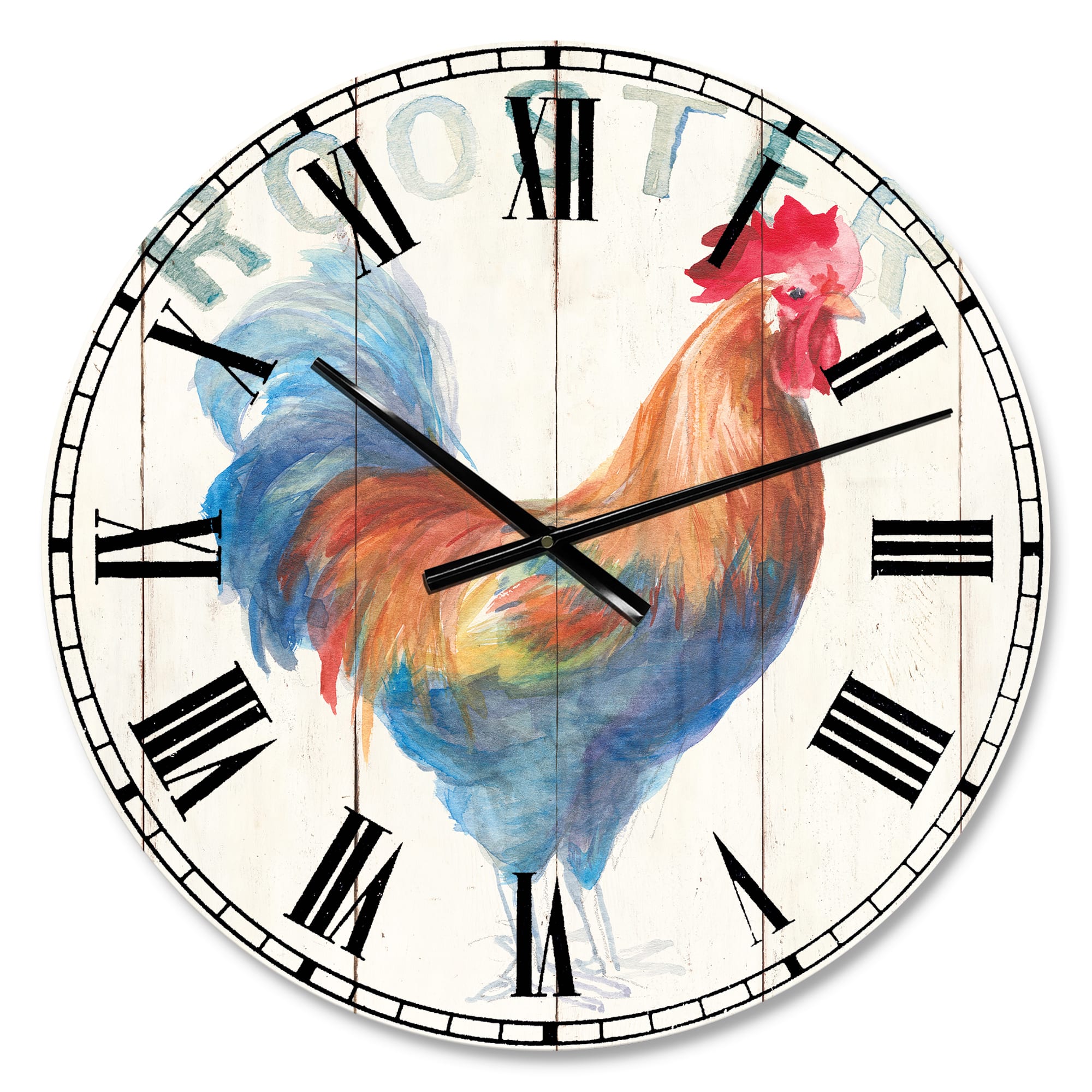 Designart 'Wood Farm Roaster I Farmhouse Wall Clock