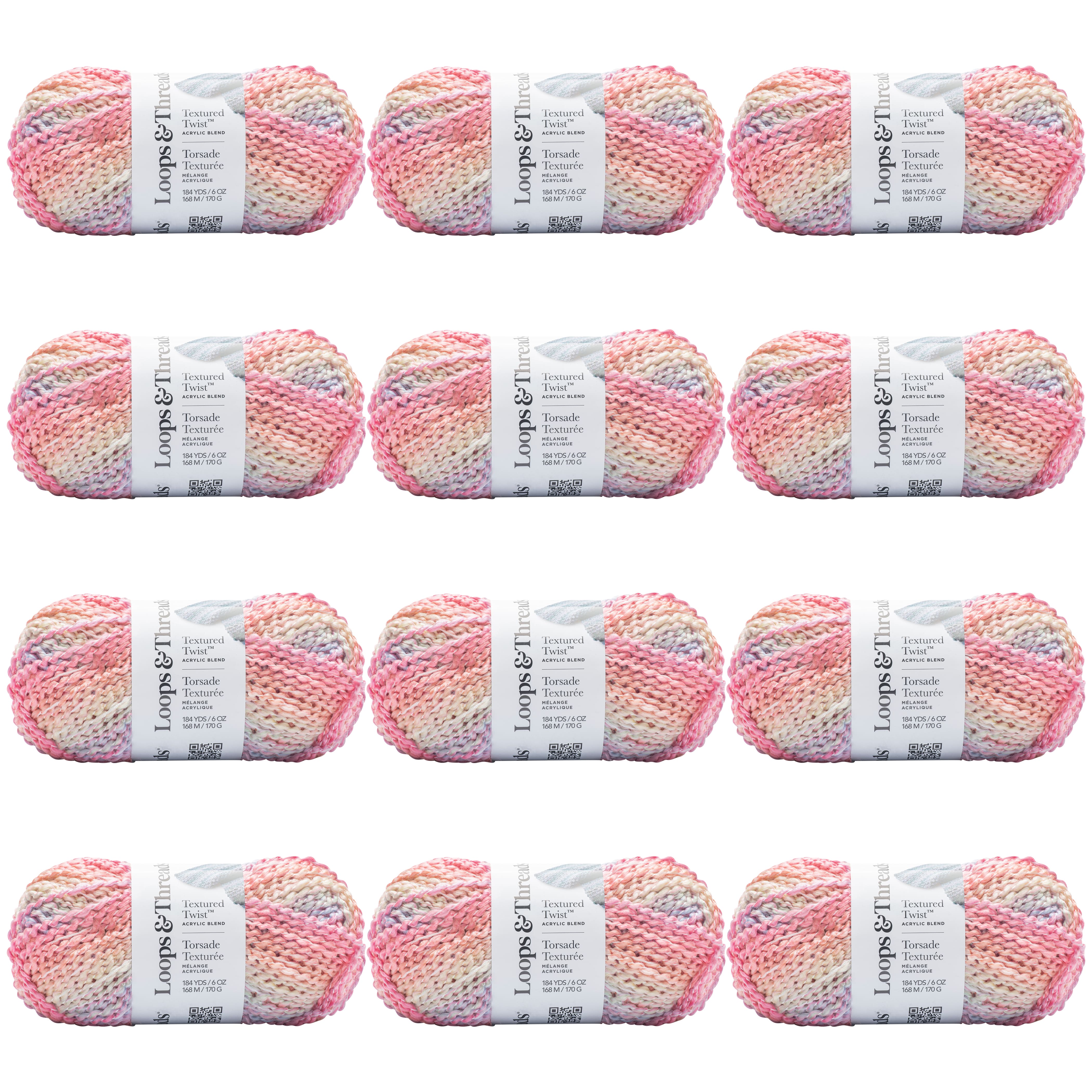 12 Pack: Textured Twist&#x2122; Yarn by Loops &#x26; Threads&#xAE;