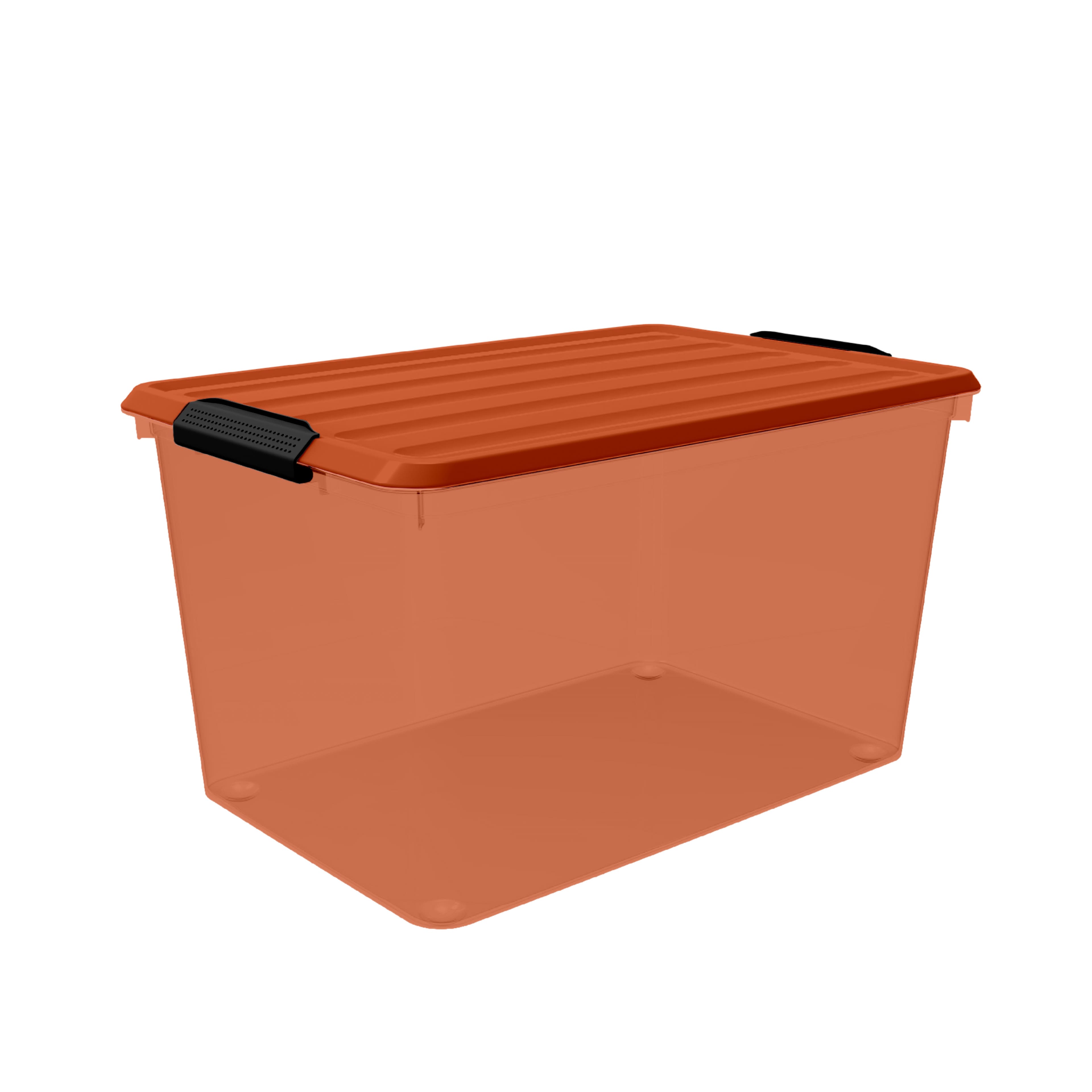 Curver Latch Mate 61.5qt. Orange Plastic Storage Bin with Lid