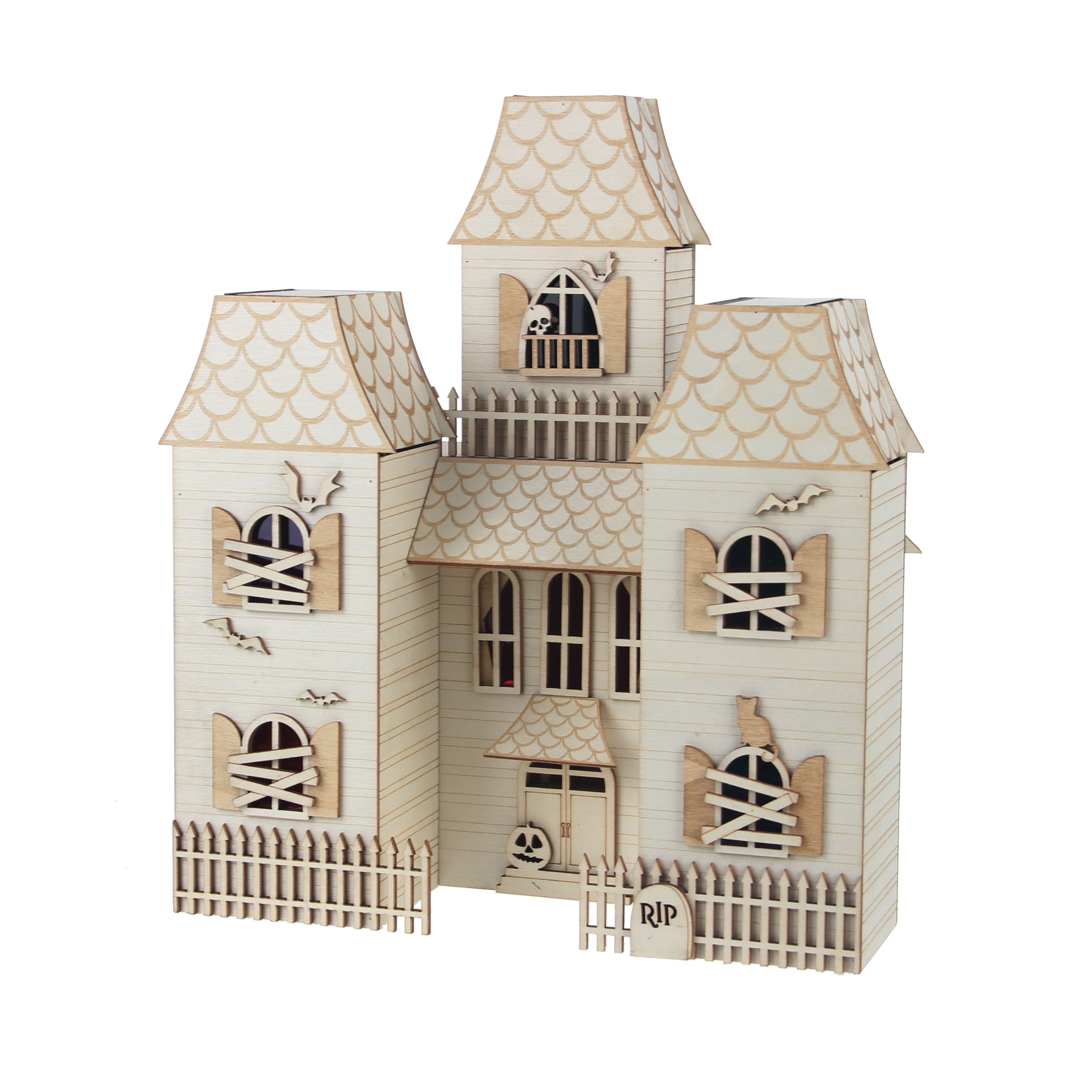 11.5&#x22; DIY Shuttered House LED Wood D&#xE9;cor by Make Market&#xAE;