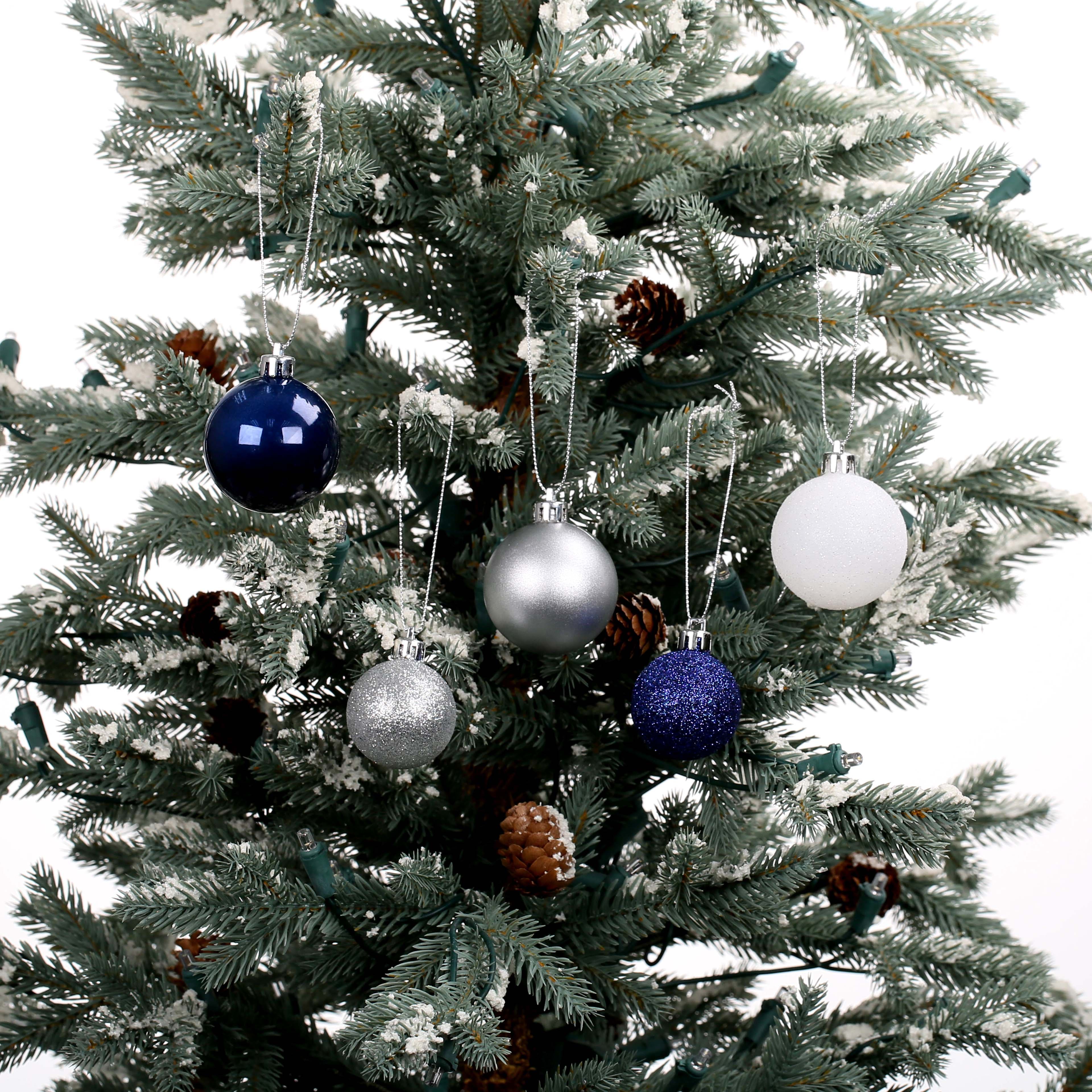 100 Pack Blue &#x26; Silver Shatterproof Ball Ornaments by Ashland&#xAE;