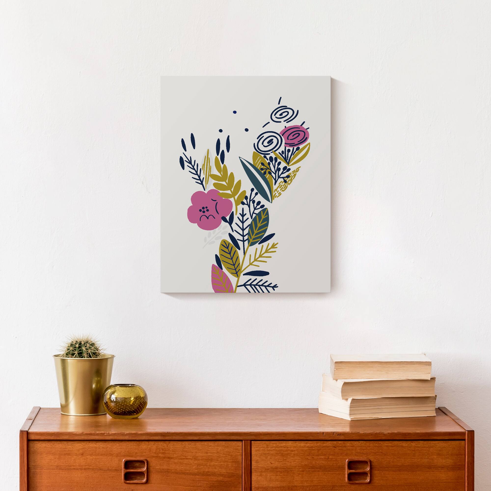 Funky Multi-Color Floral II 11" x 14" Canvas Wall Art