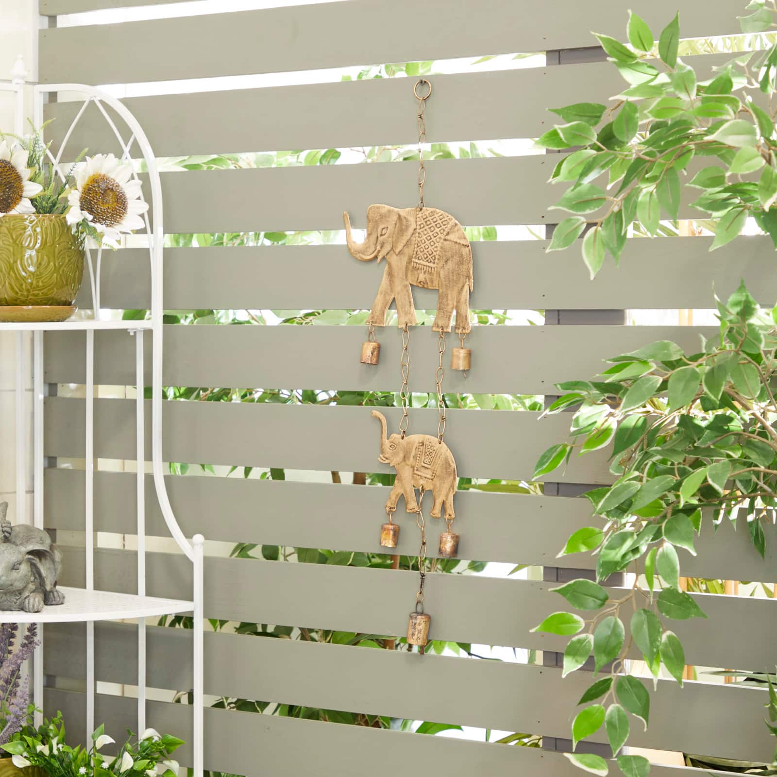 Brass Metal Eclectic Windchime, 10&#x22; x 2&#x22; x 28&#x22;