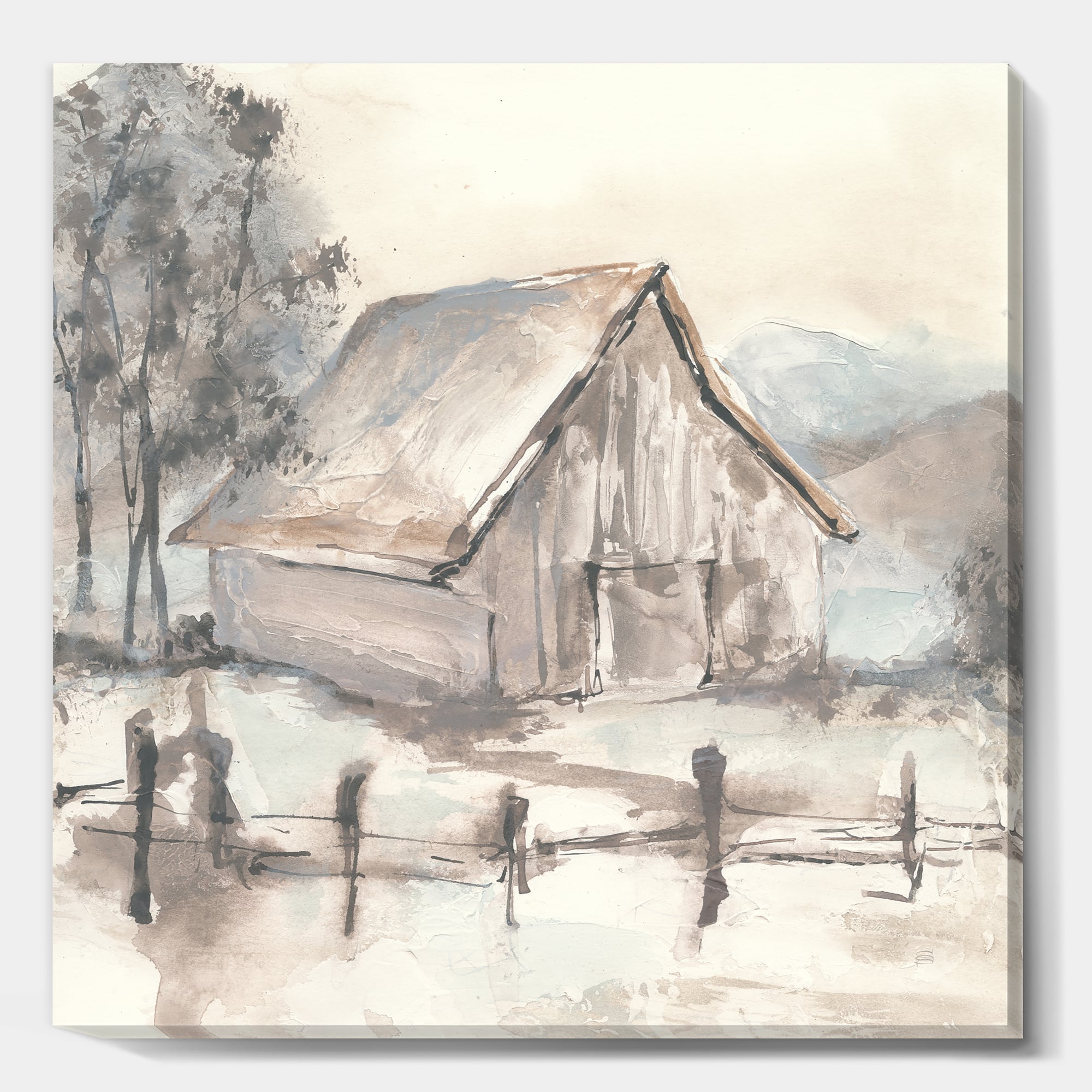 Designart - Farmhouse Barn Grey VII - Modern Farmhouse Gallery-wrapped Canvas