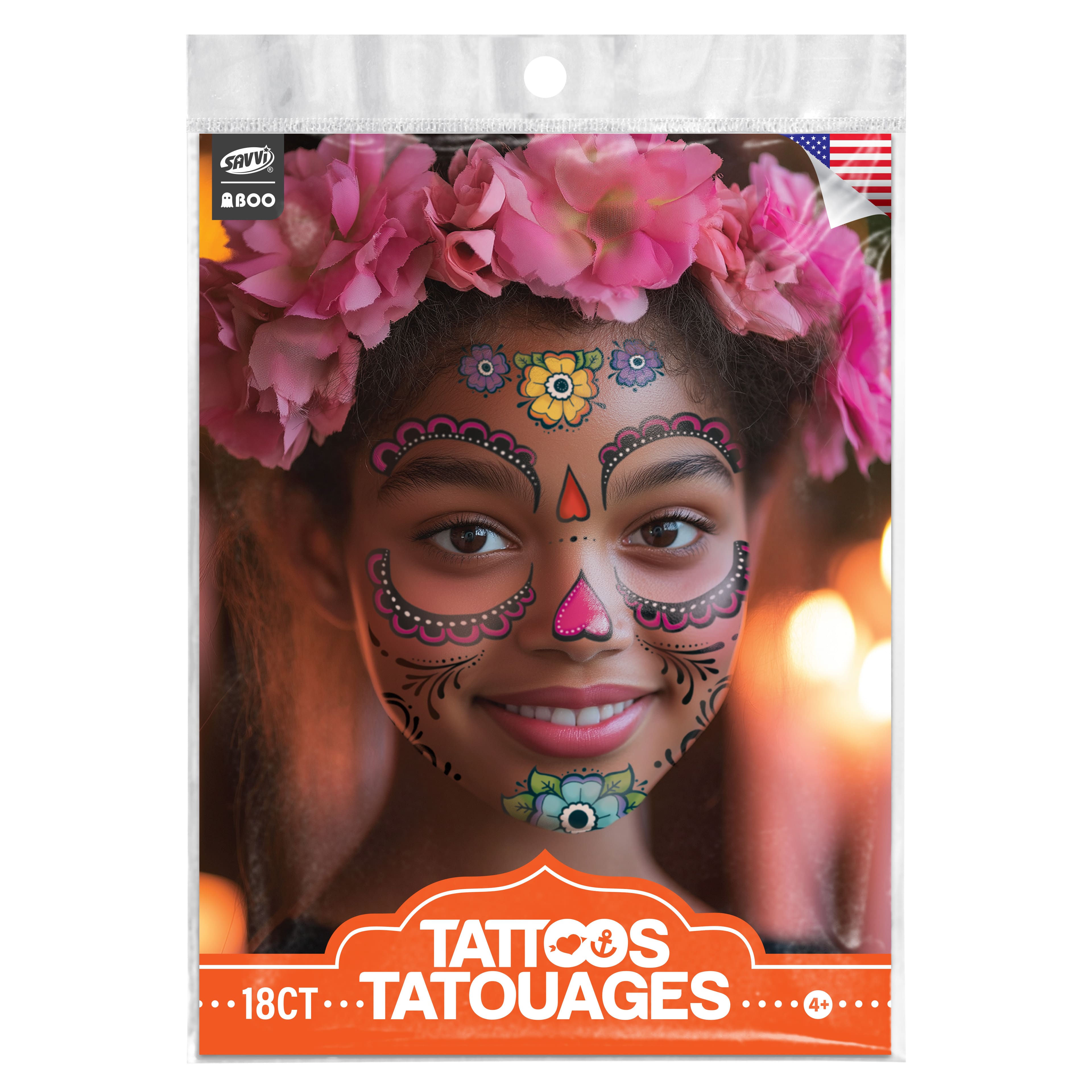 Savvi Day of the Dead Costume Tattoos