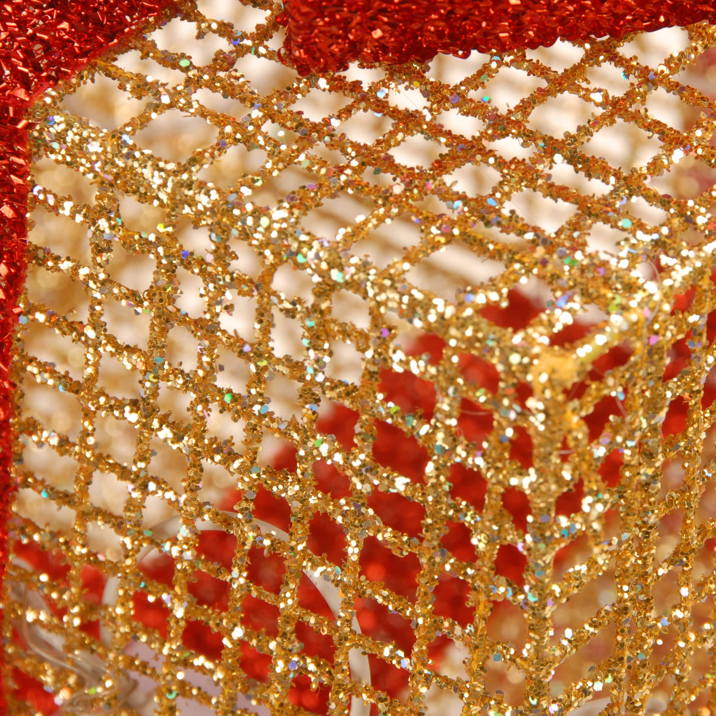 Gold & Red Gift Box Set with Holly with Clear Lights