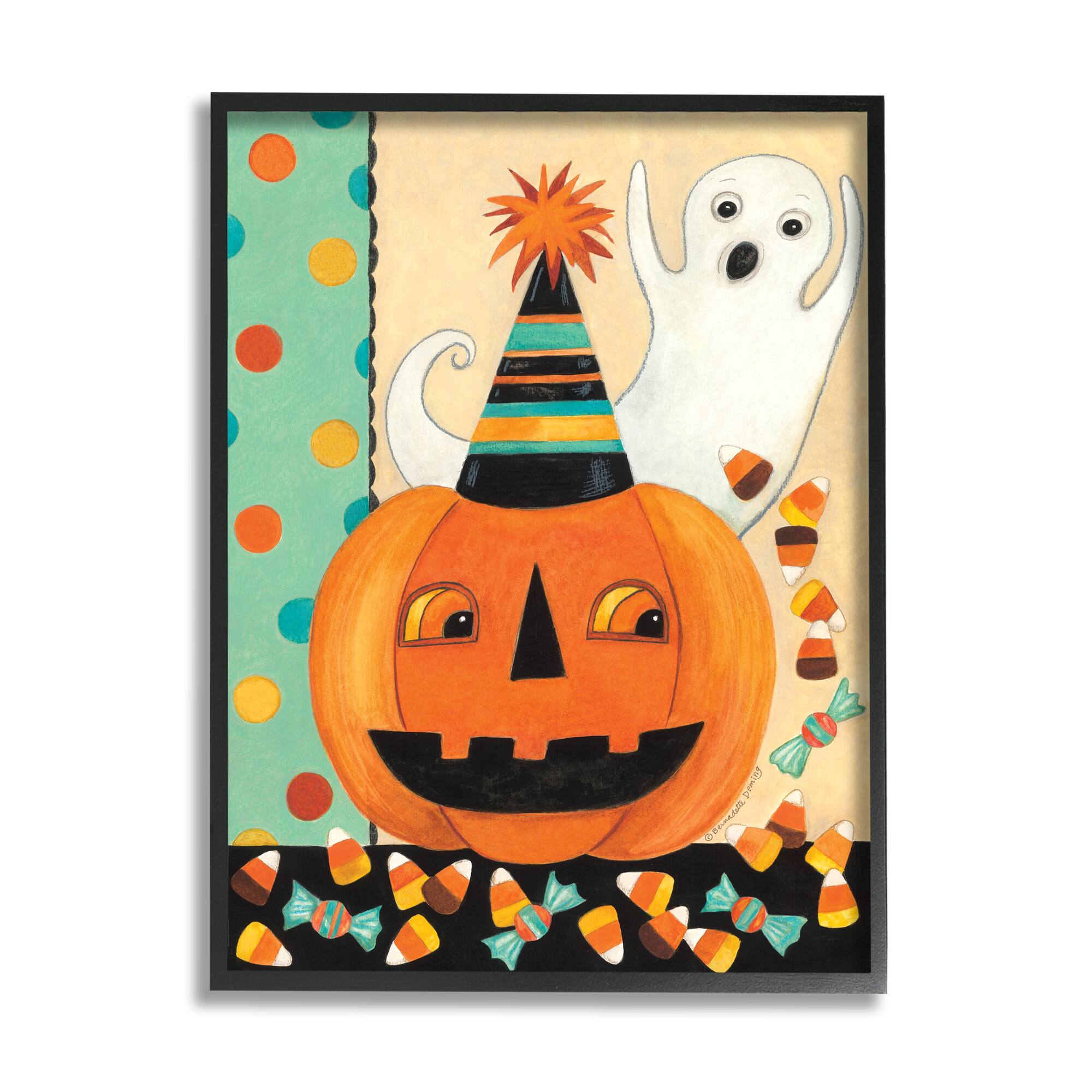 Stupell Industries Vintage Halloween Candy Pattern Framed Giclee Art