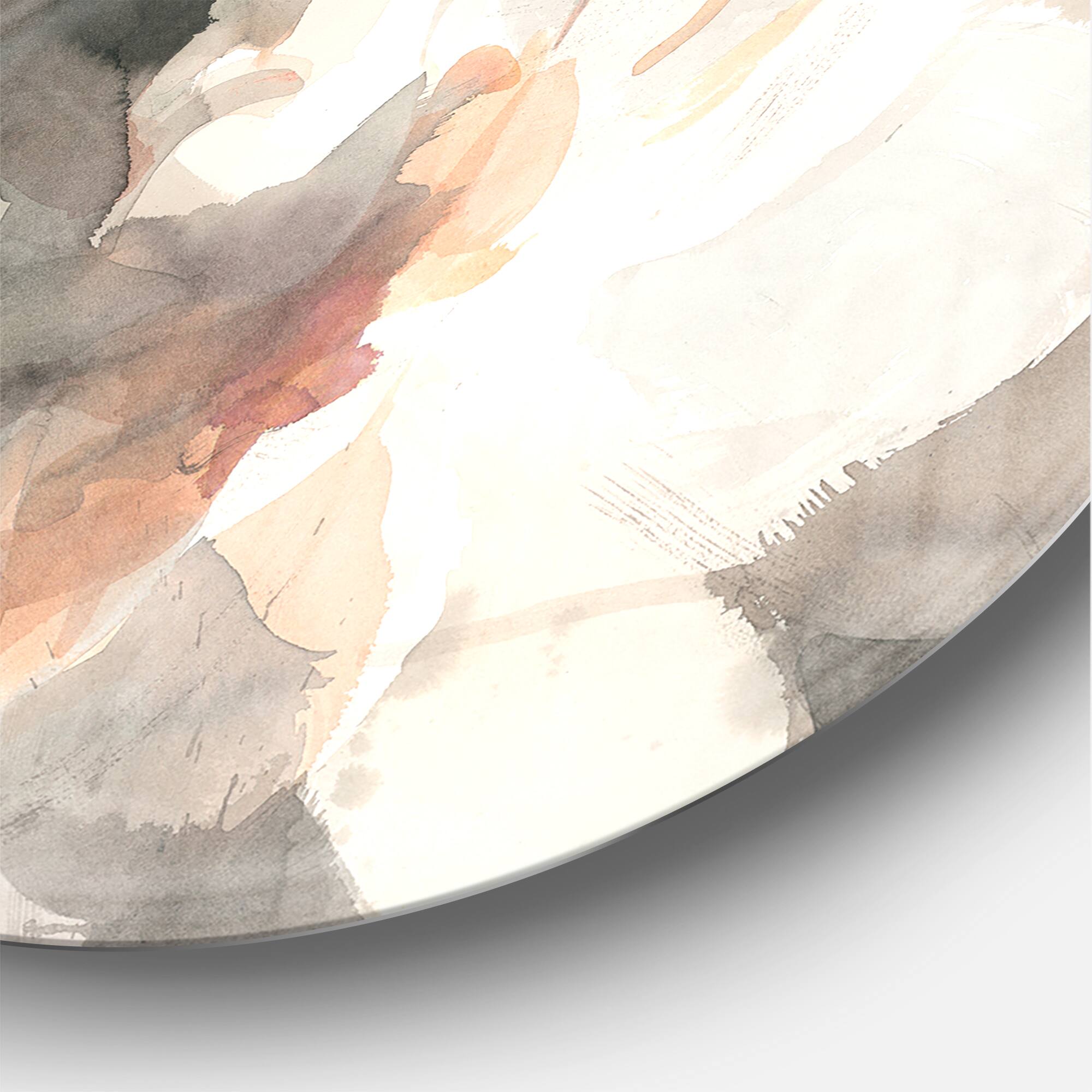 Designart - Abstract Peony Grey - Shabby Chic Metal Circle Wall Art