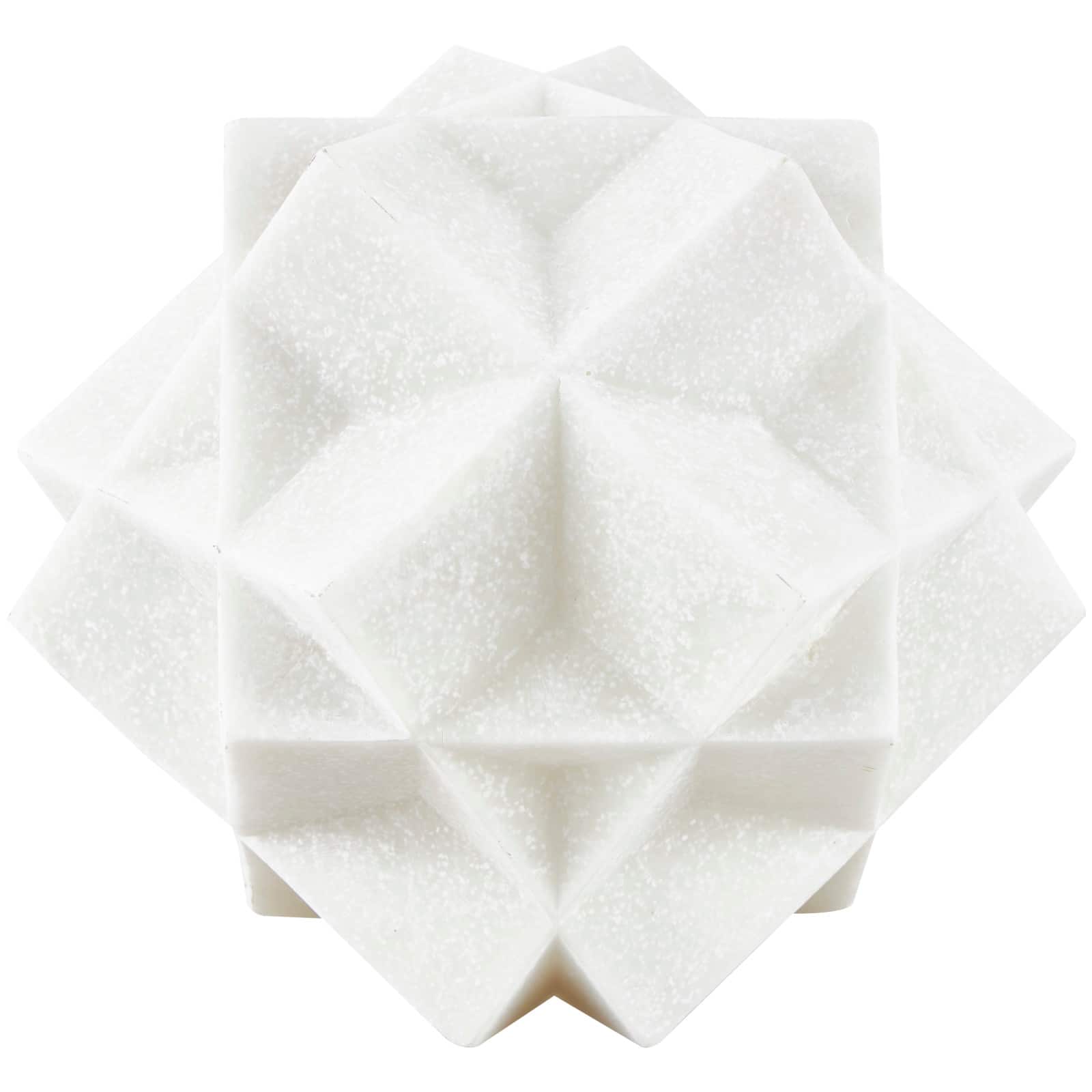 7" White Polystone Geometric Dimensional Ball Sculpture Décor
